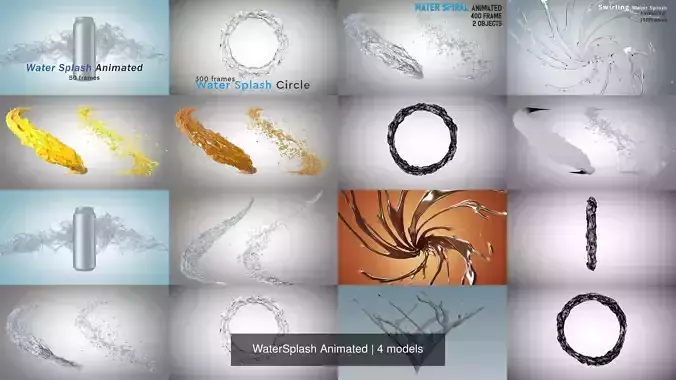 WaterSplash Animated 3D Model Collection