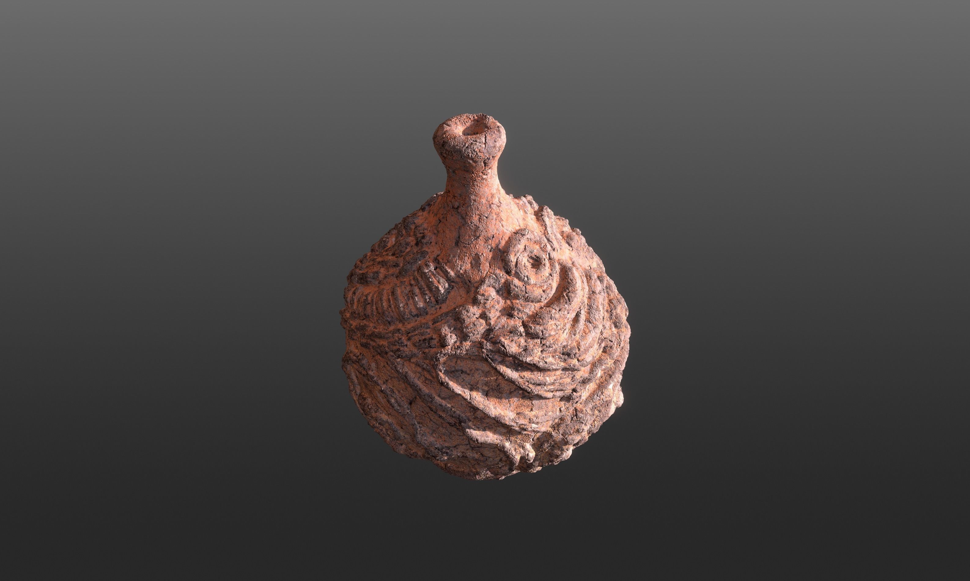 Serpe Terracotta Vase with Antique mandala details 3D model_16