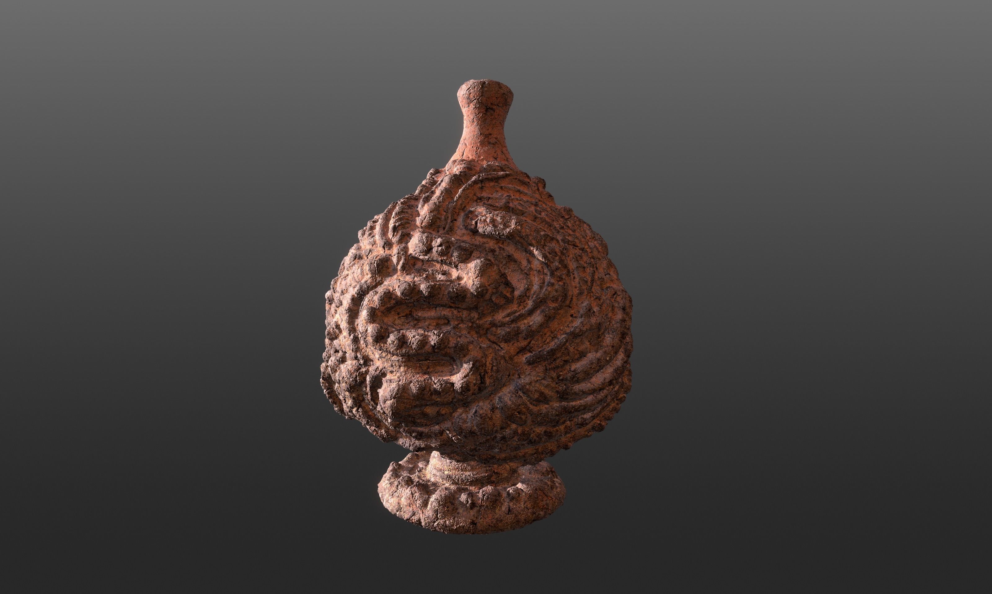 Serpe Terracotta Vase with Antique mandala details 3D model_12