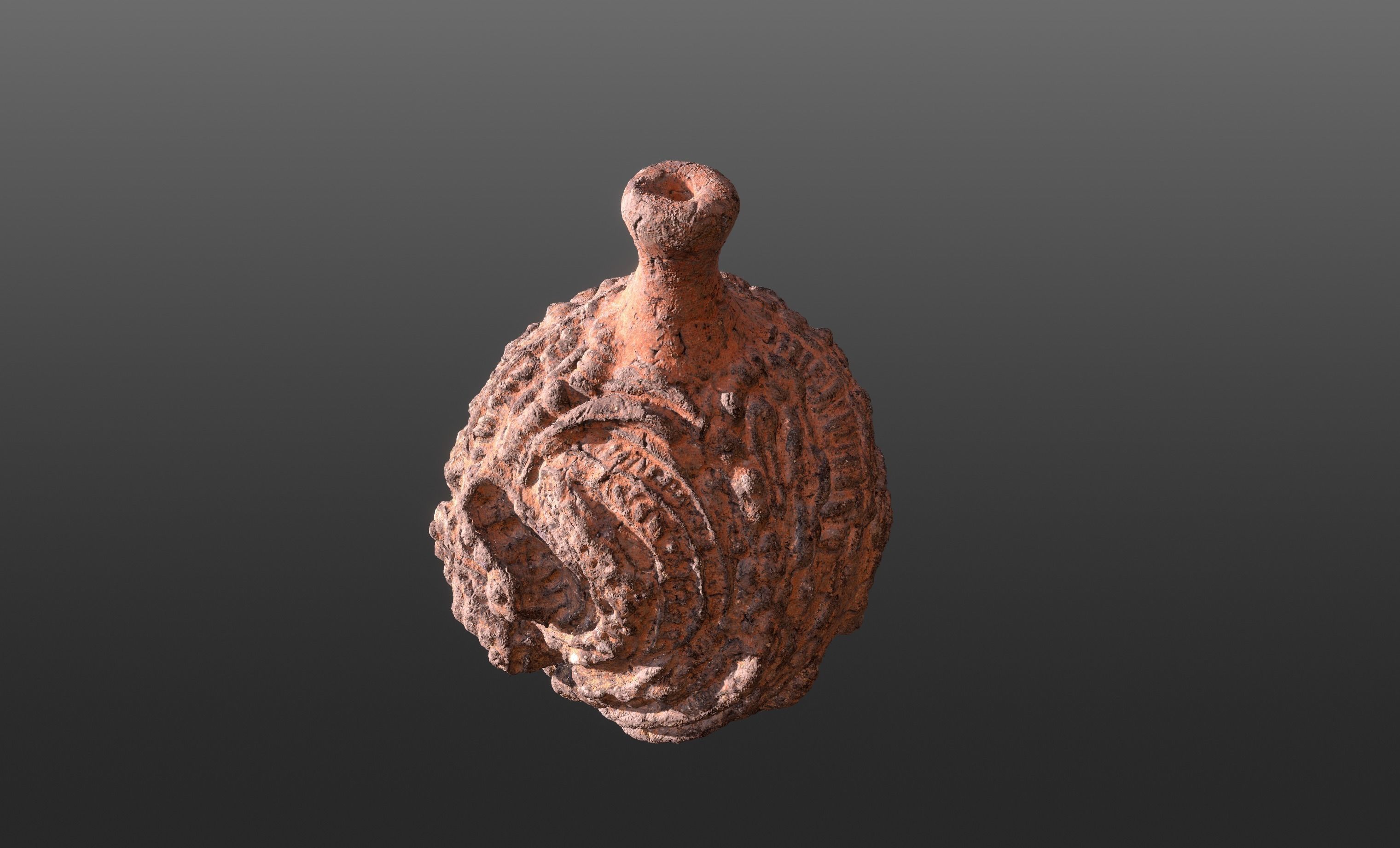Serpe Terracotta Vase with Antique mandala details 3D model_7