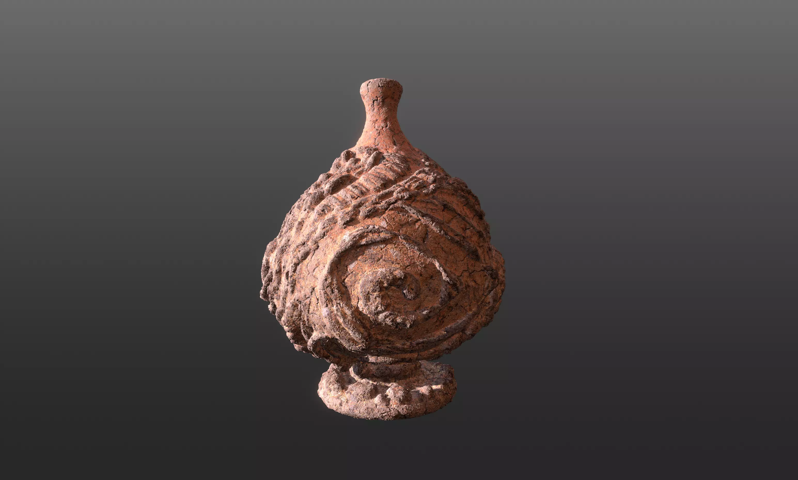 Serpe Terracotta Vase with Antique mandala details 3D model_0