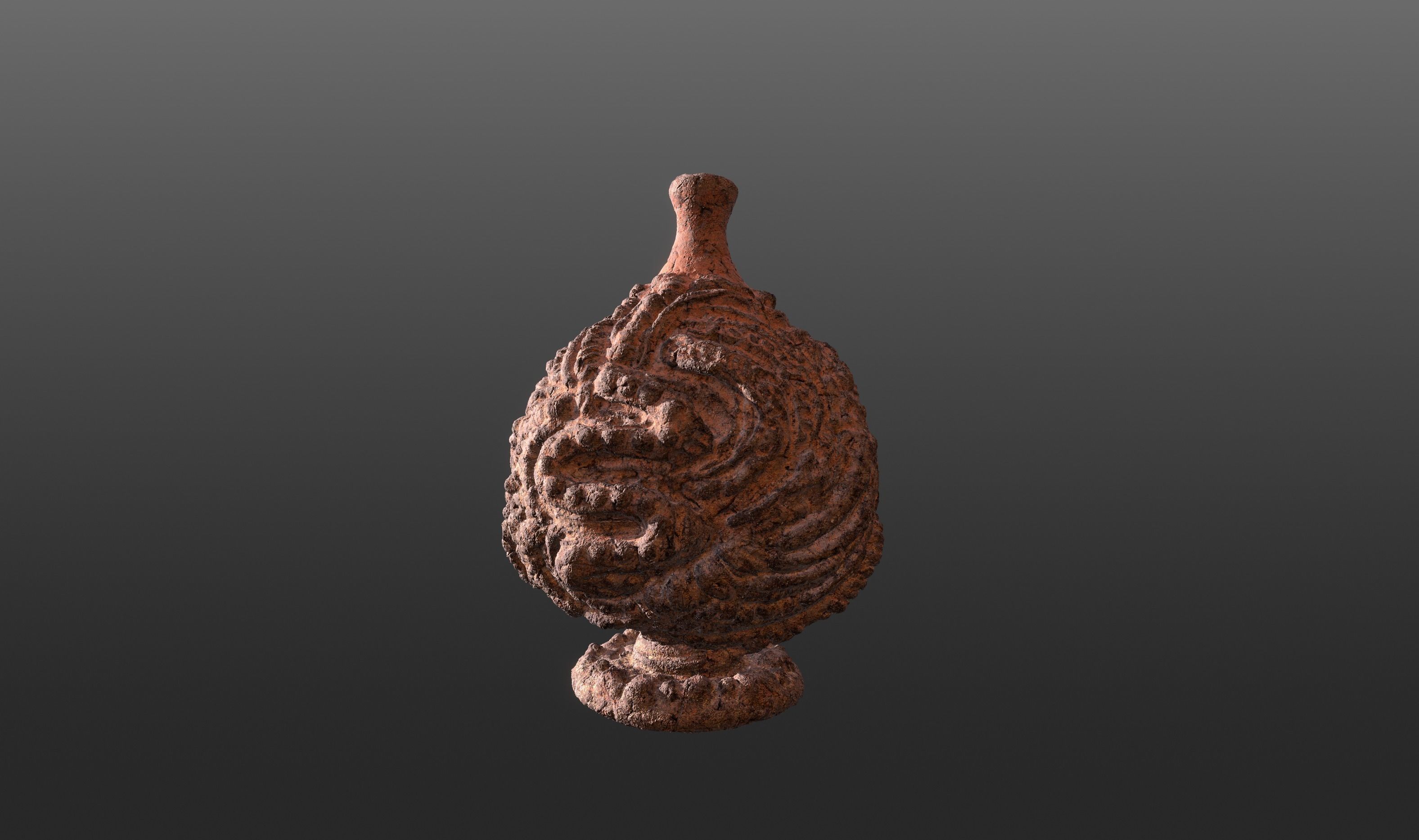 Serpe Terracotta Vase with Antique mandala details 3D model_5