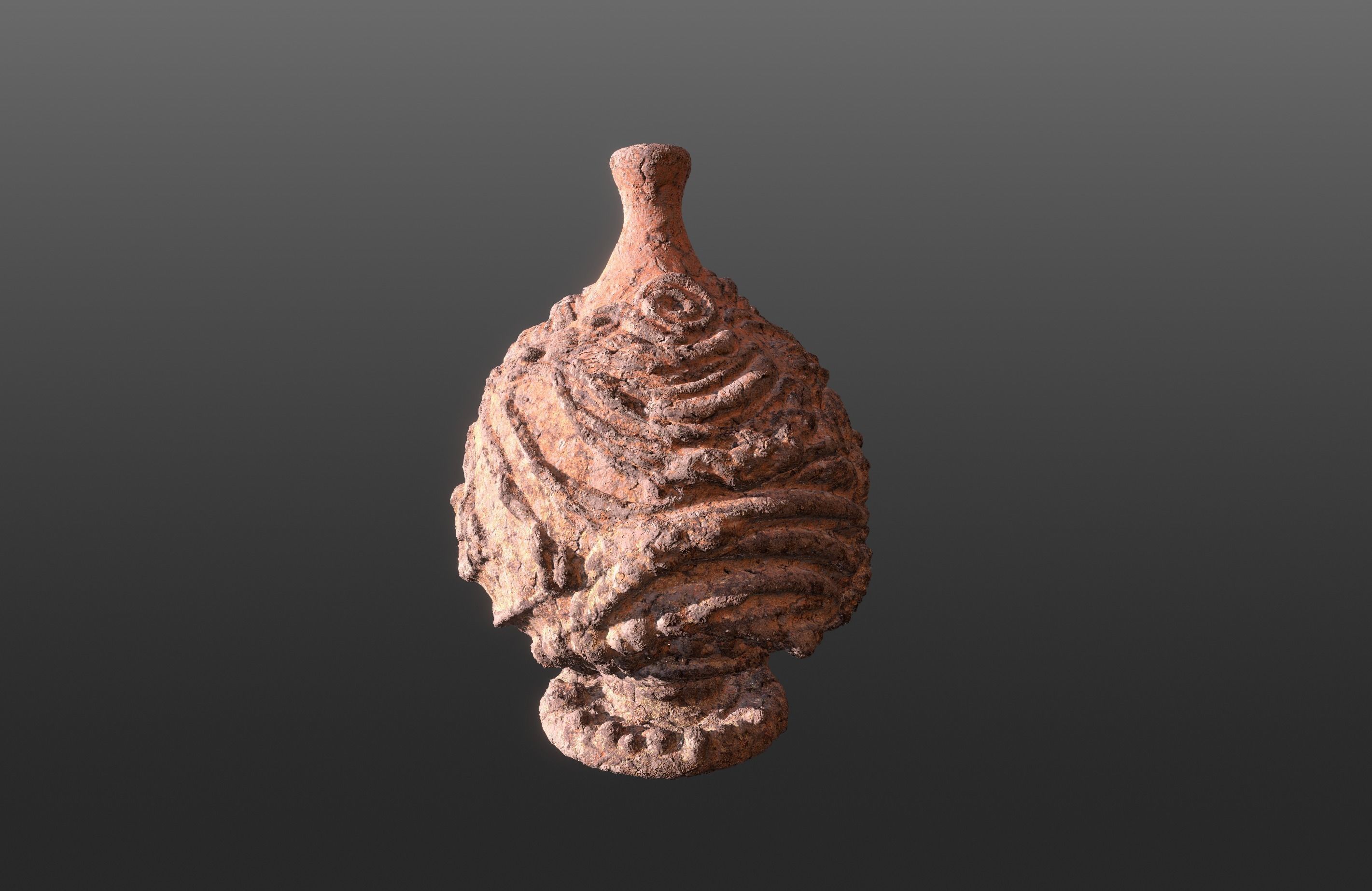 Serpe Terracotta Vase with Antique mandala details 3D model_9