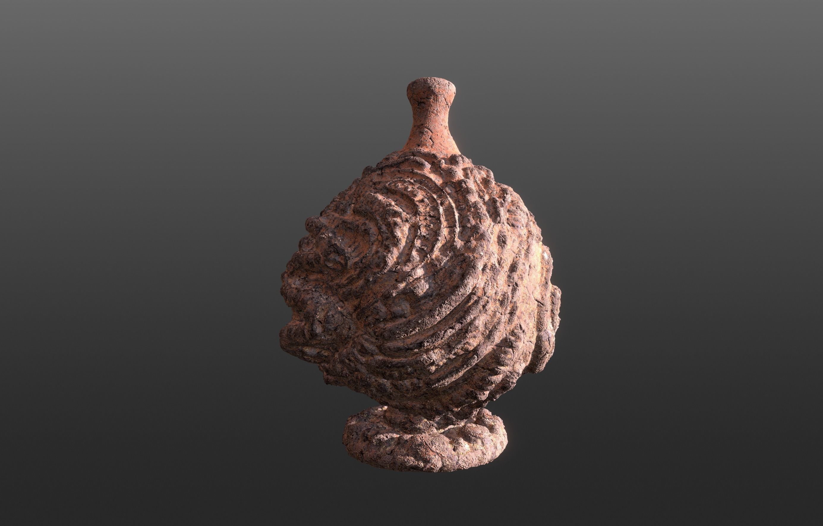 Serpe Terracotta Vase with Antique mandala details 3D model_13