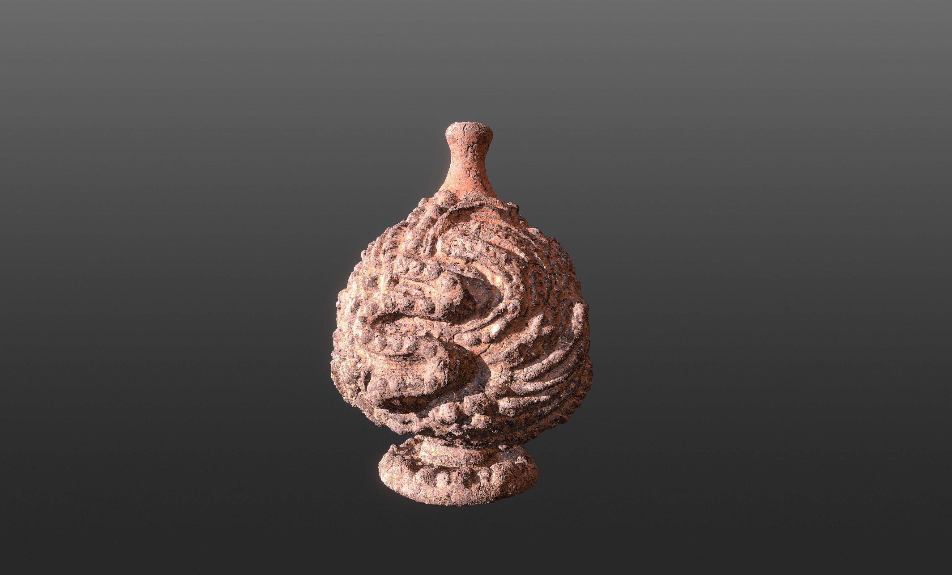 Serpe Terracotta Vase with Antique mandala details 3D model_4