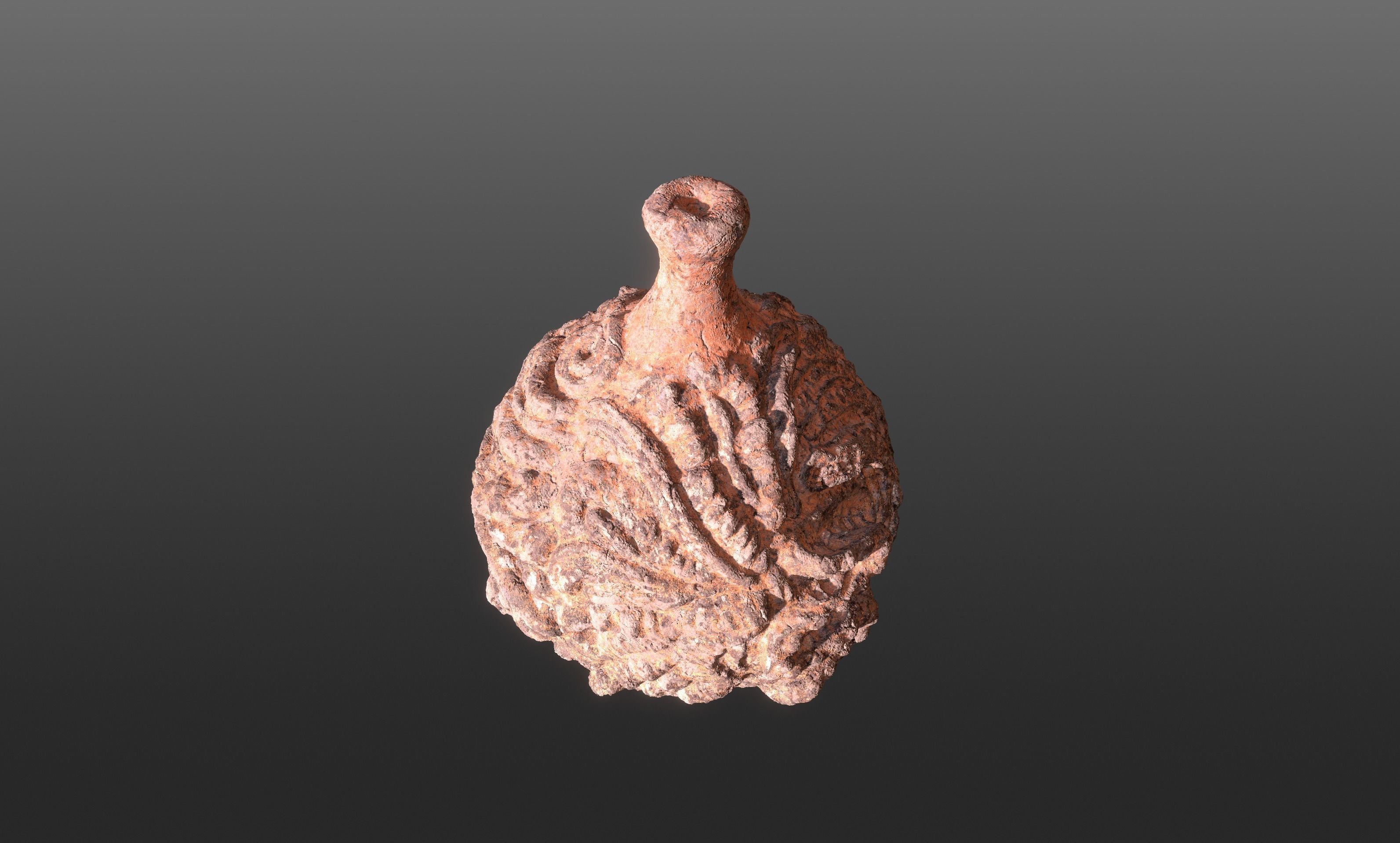 Serpe Terracotta Vase with Antique mandala details 3D model_3