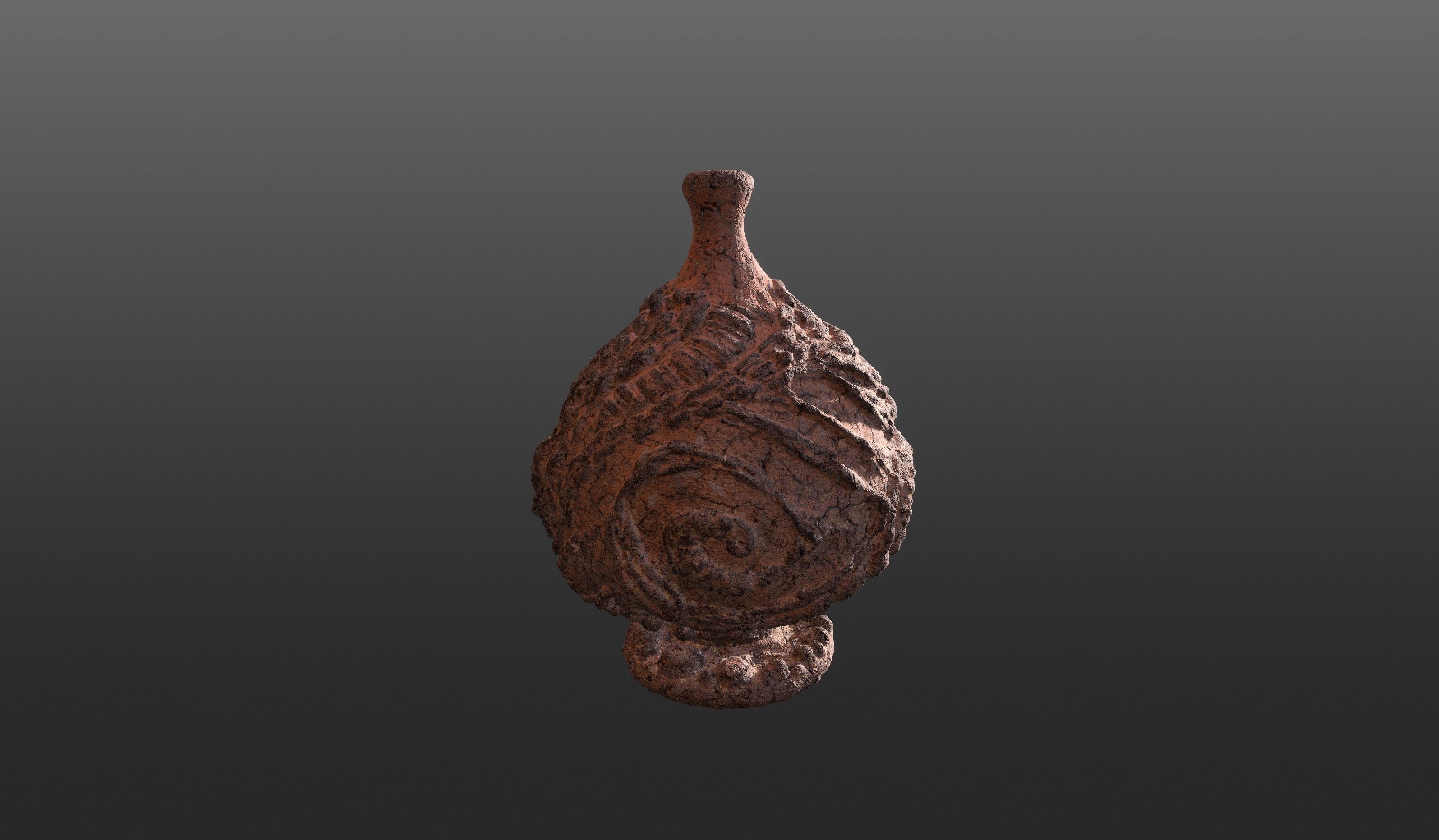 Serpe Terracotta Vase with Antique mandala details 3D model_17