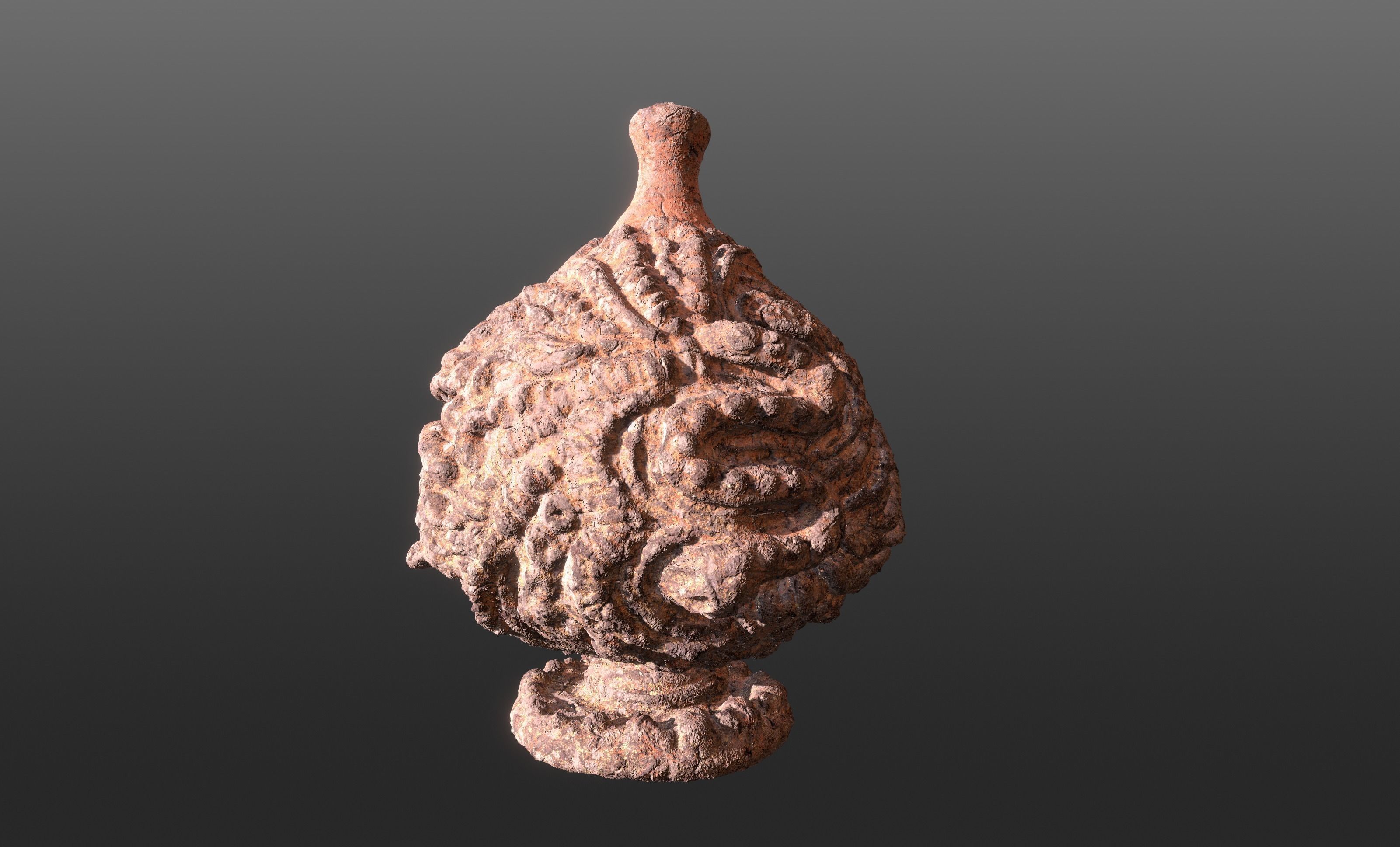 Serpe Terracotta Vase with Antique mandala details 3D model_1