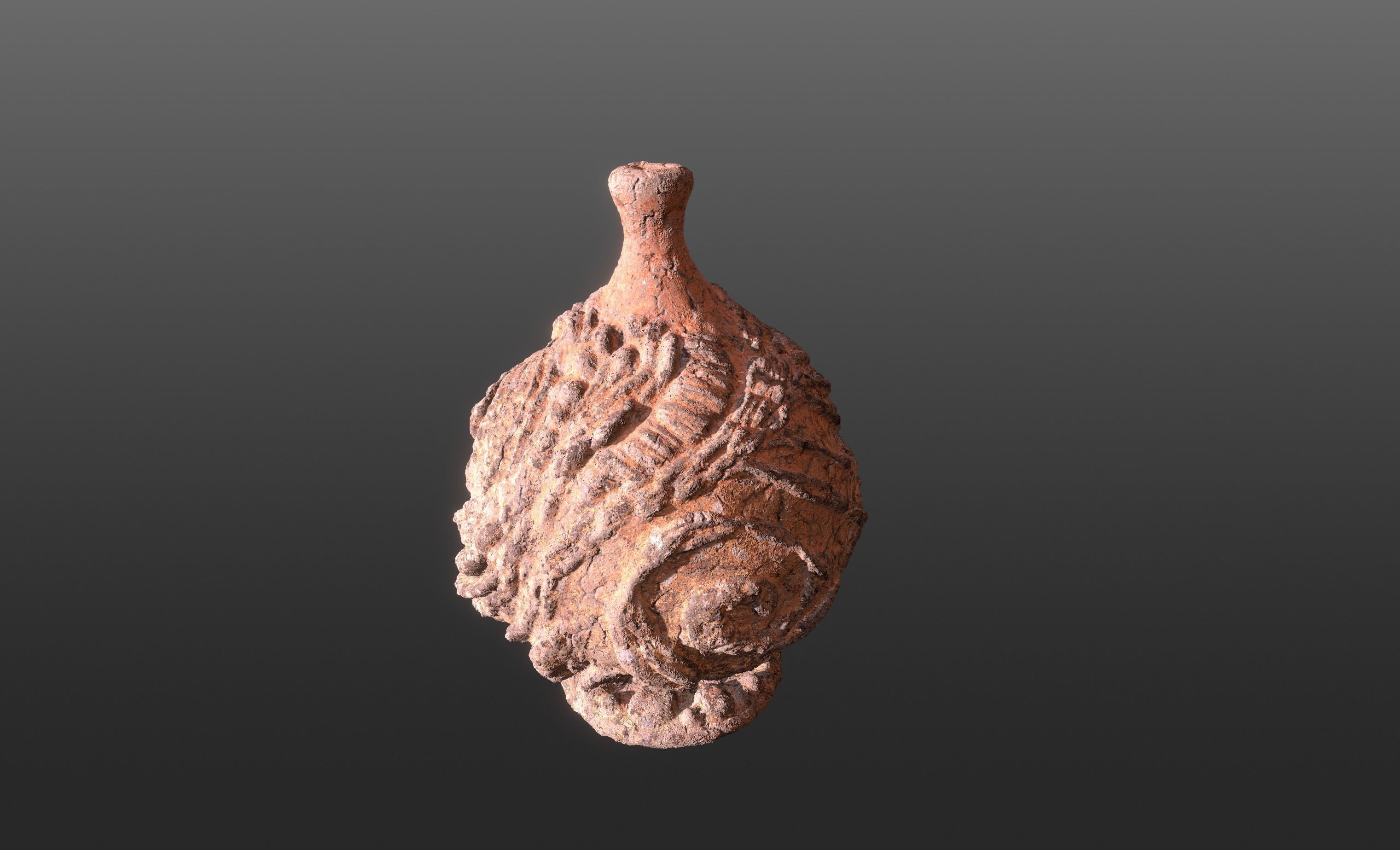 Serpe Terracotta Vase with Antique mandala details 3D model_8