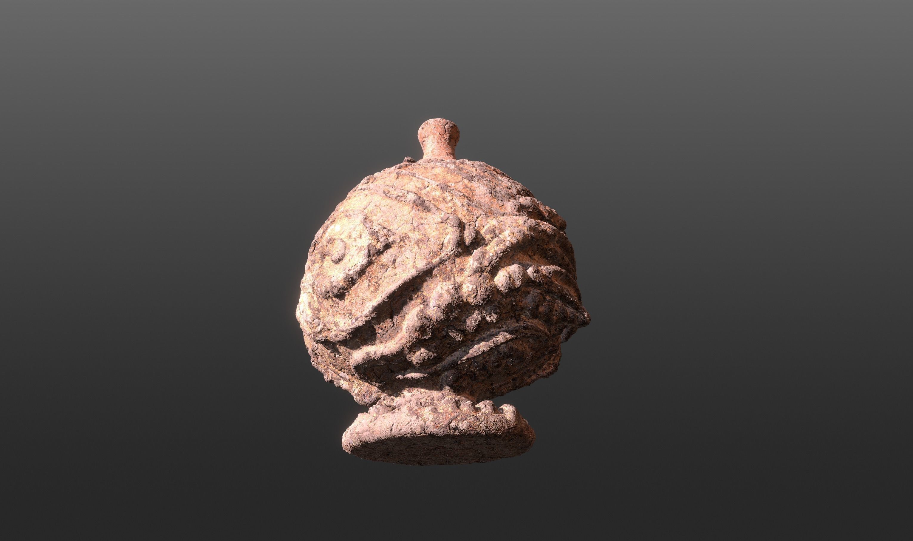 Serpe Terracotta Vase with Antique mandala details 3D model_2