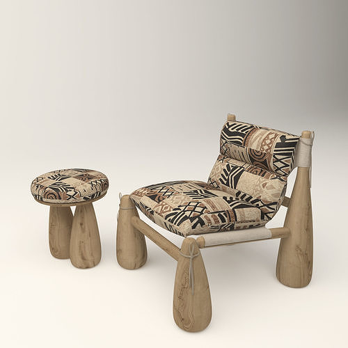 Bell Chair and Cutie Stool by Studio Sam Klemick 3D model