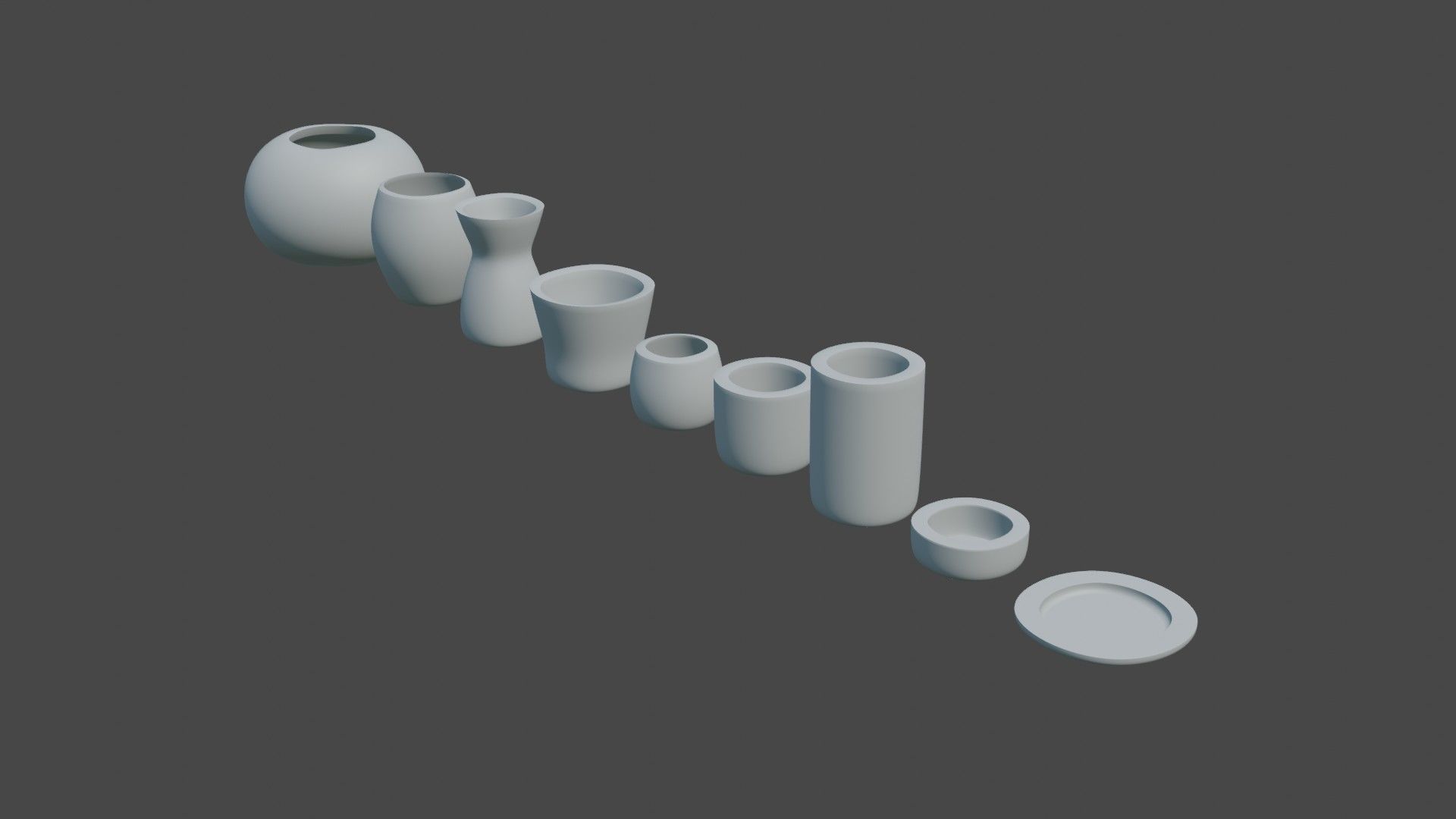 Pottery creator starter kit with vases and dishes 3D print model_9