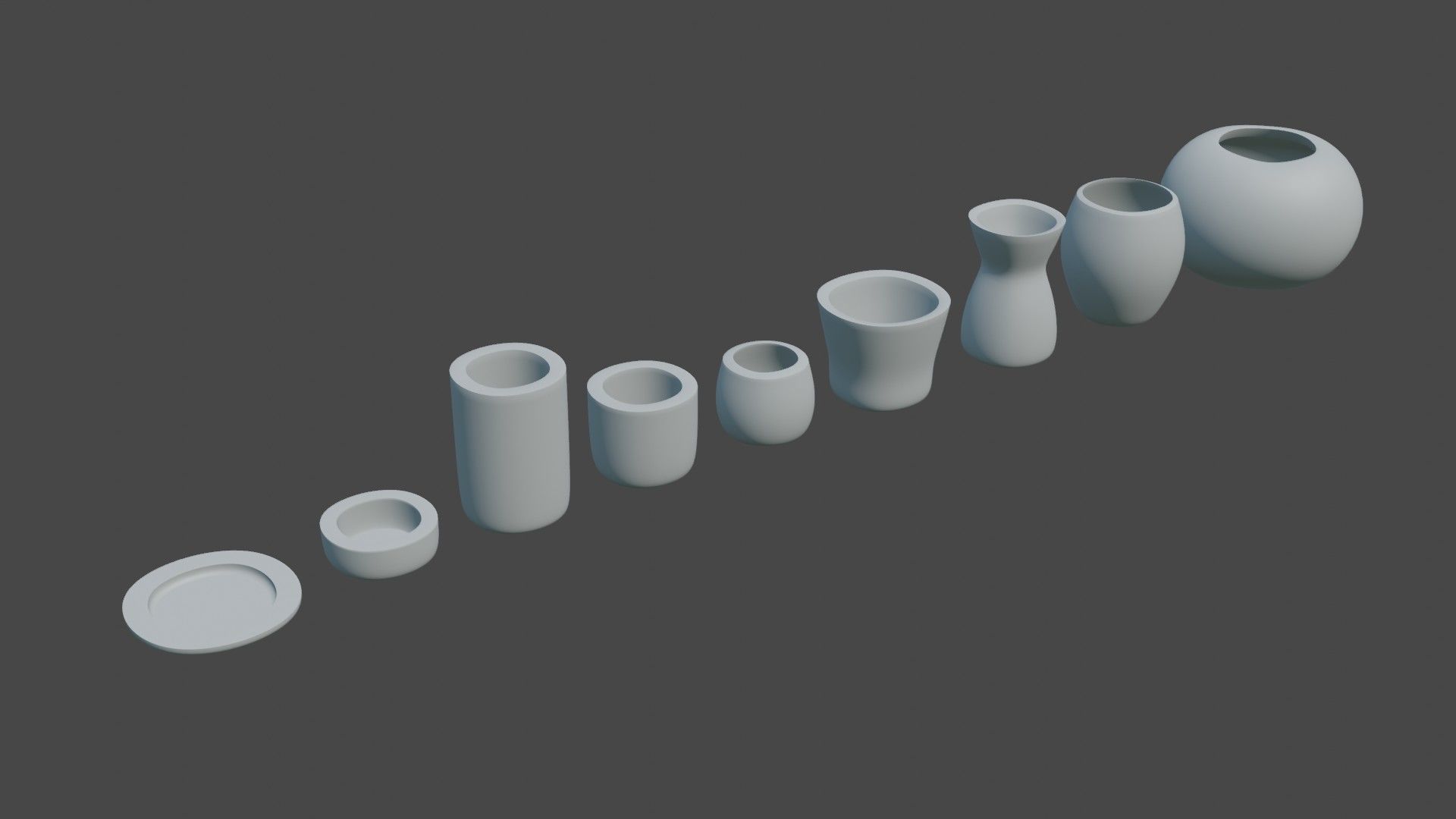 Pottery creator starter kit with vases and dishes 3D print model_1