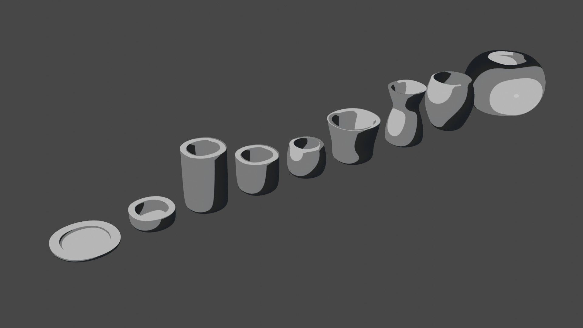 Pottery creator starter kit with vases and dishes 3D print model_27