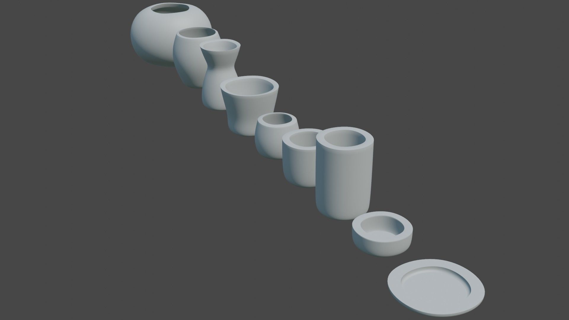 Pottery creator starter kit with vases and dishes 3D print model_19