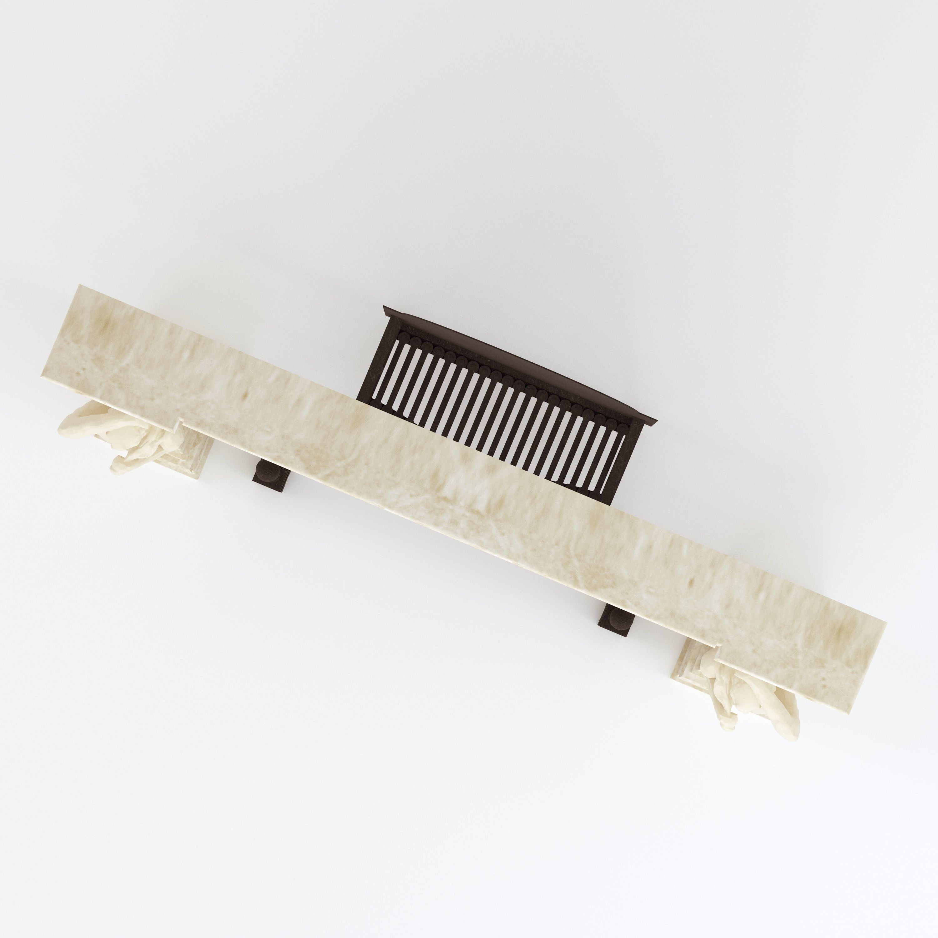 Victorian Style Fire Place and Basket 3D model_2