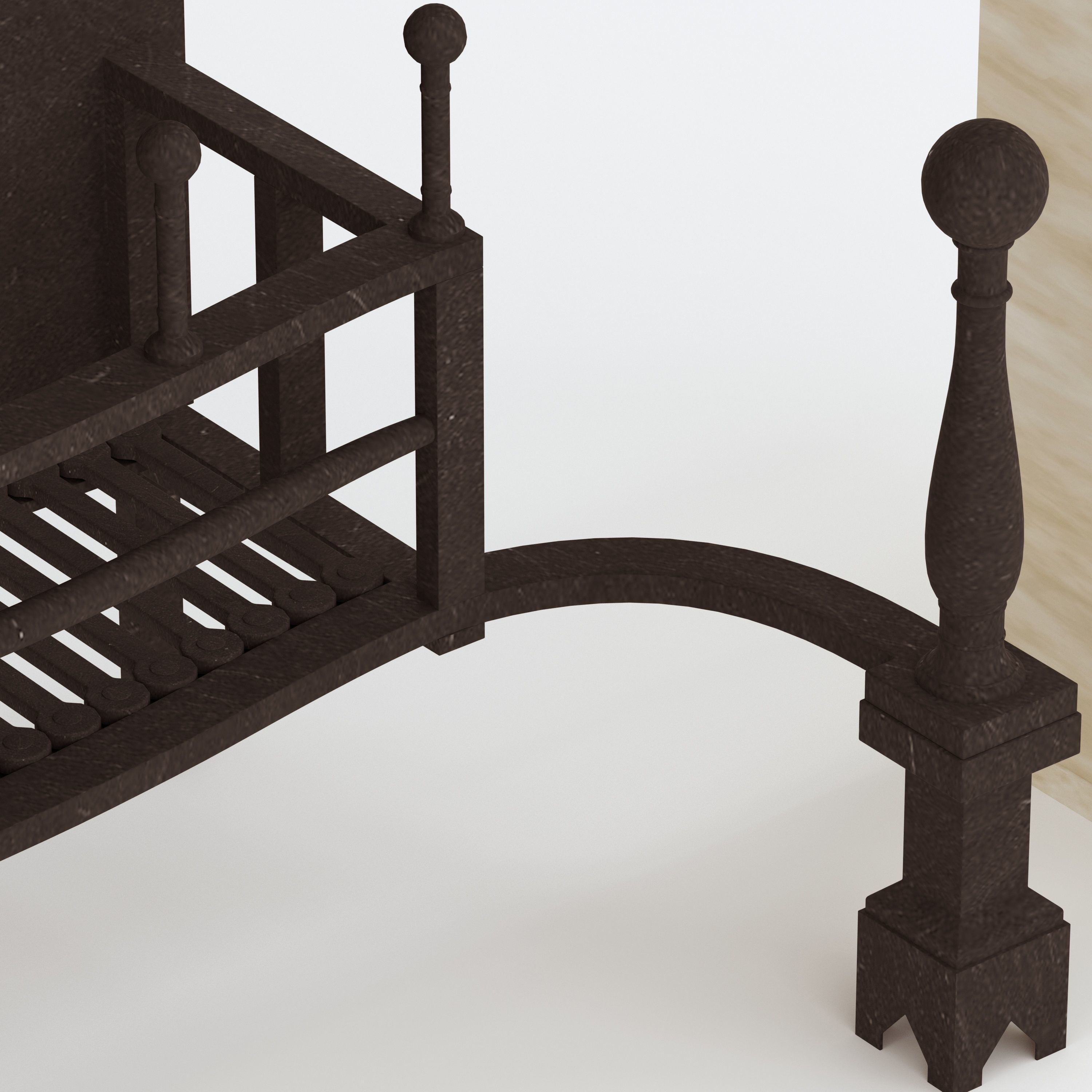 Victorian Style Fire Place and Basket 3D model_7