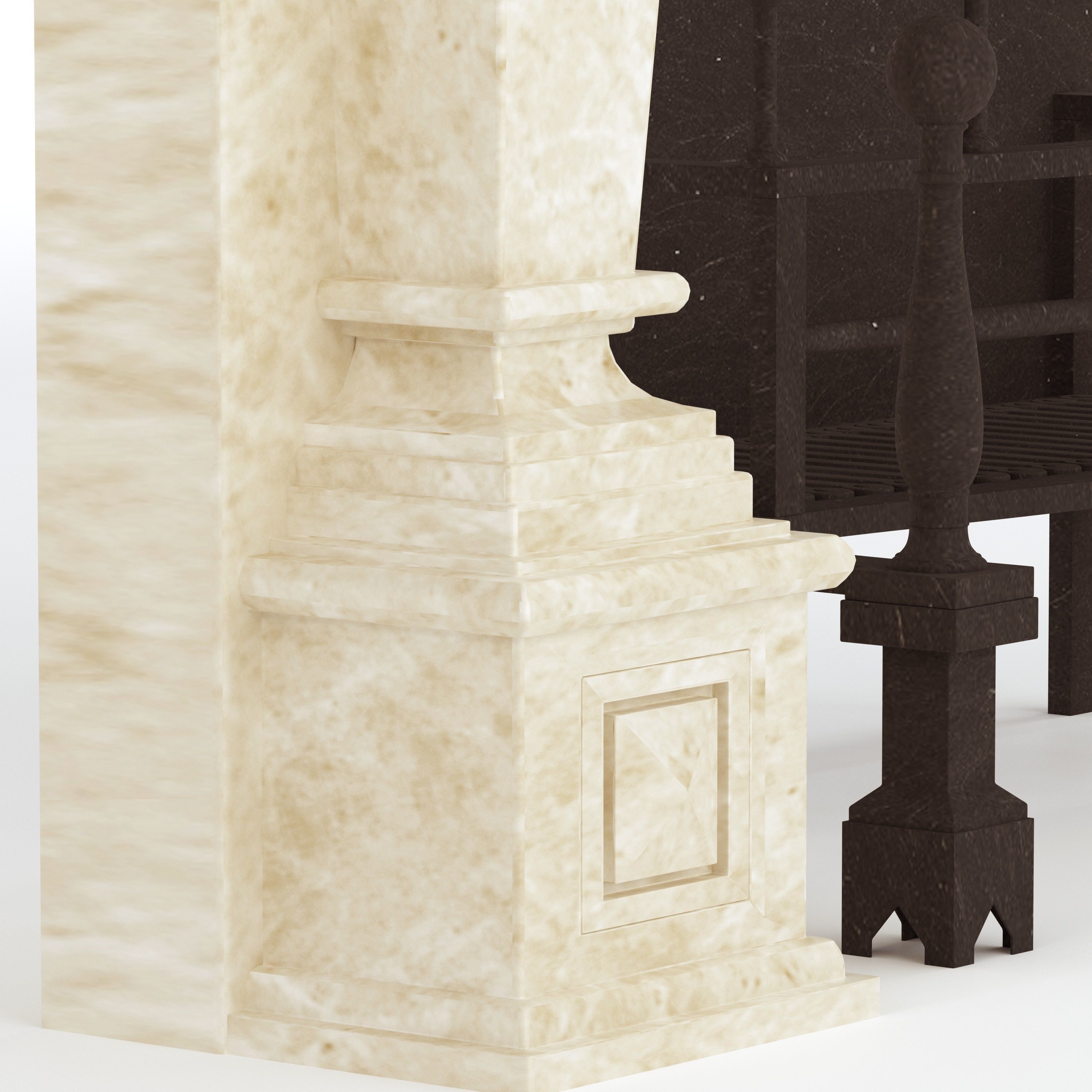 Victorian Style Fire Place and Basket 3D model_6