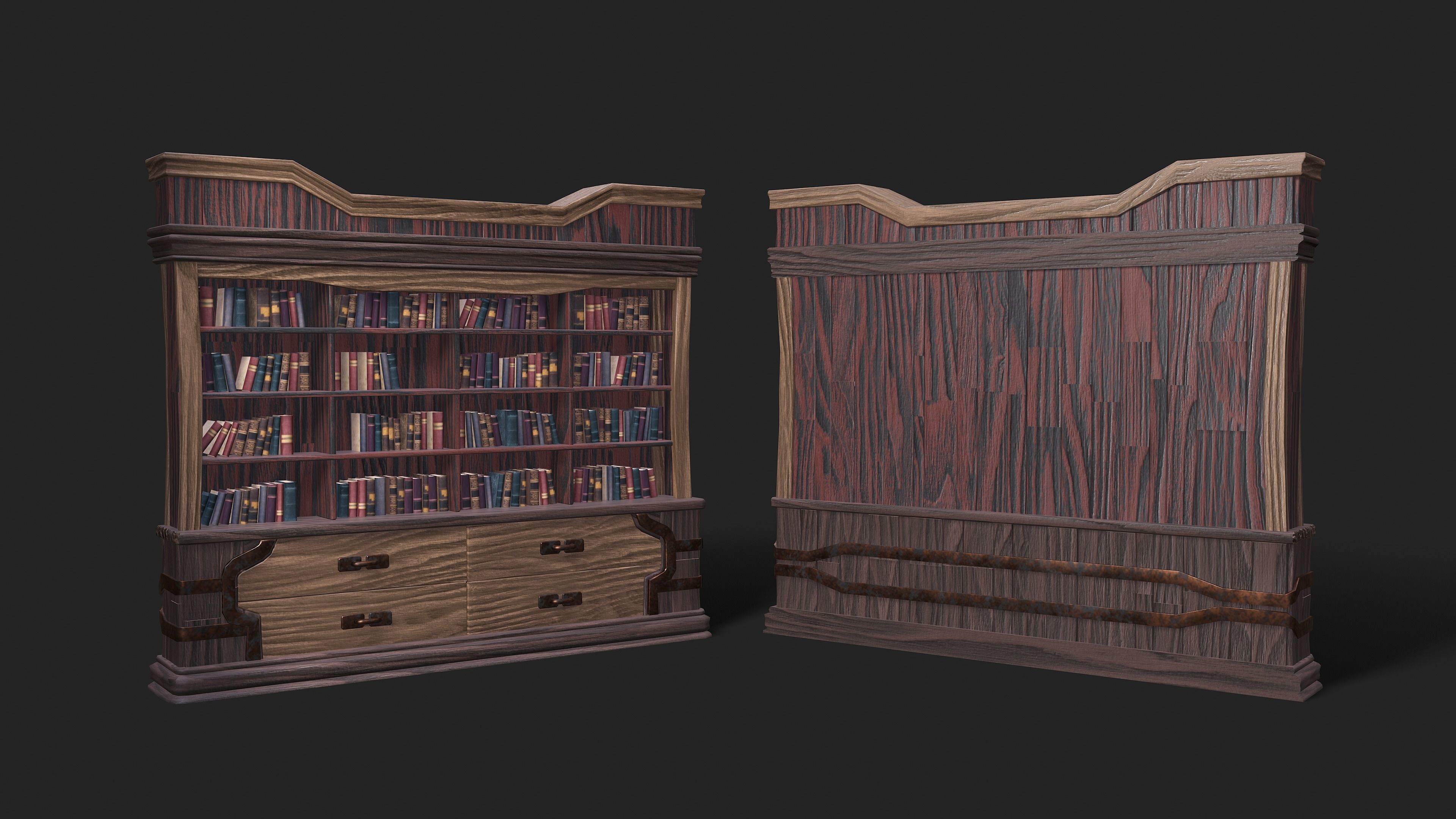 BookShelf  Low-poly 3D model_4