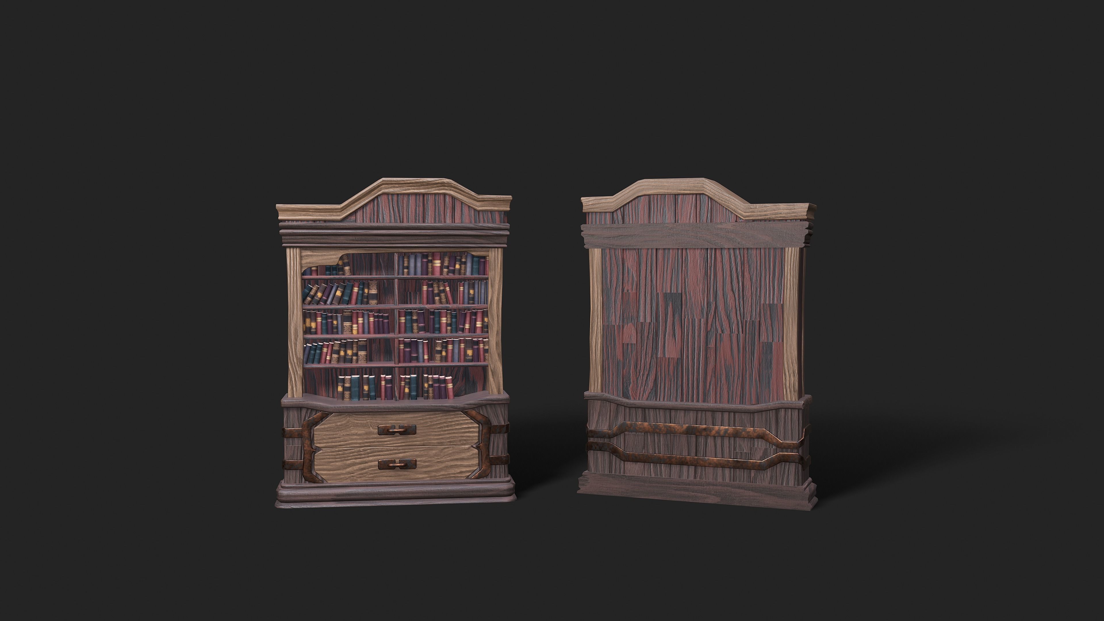 BookShelf  Low-poly 3D model_3