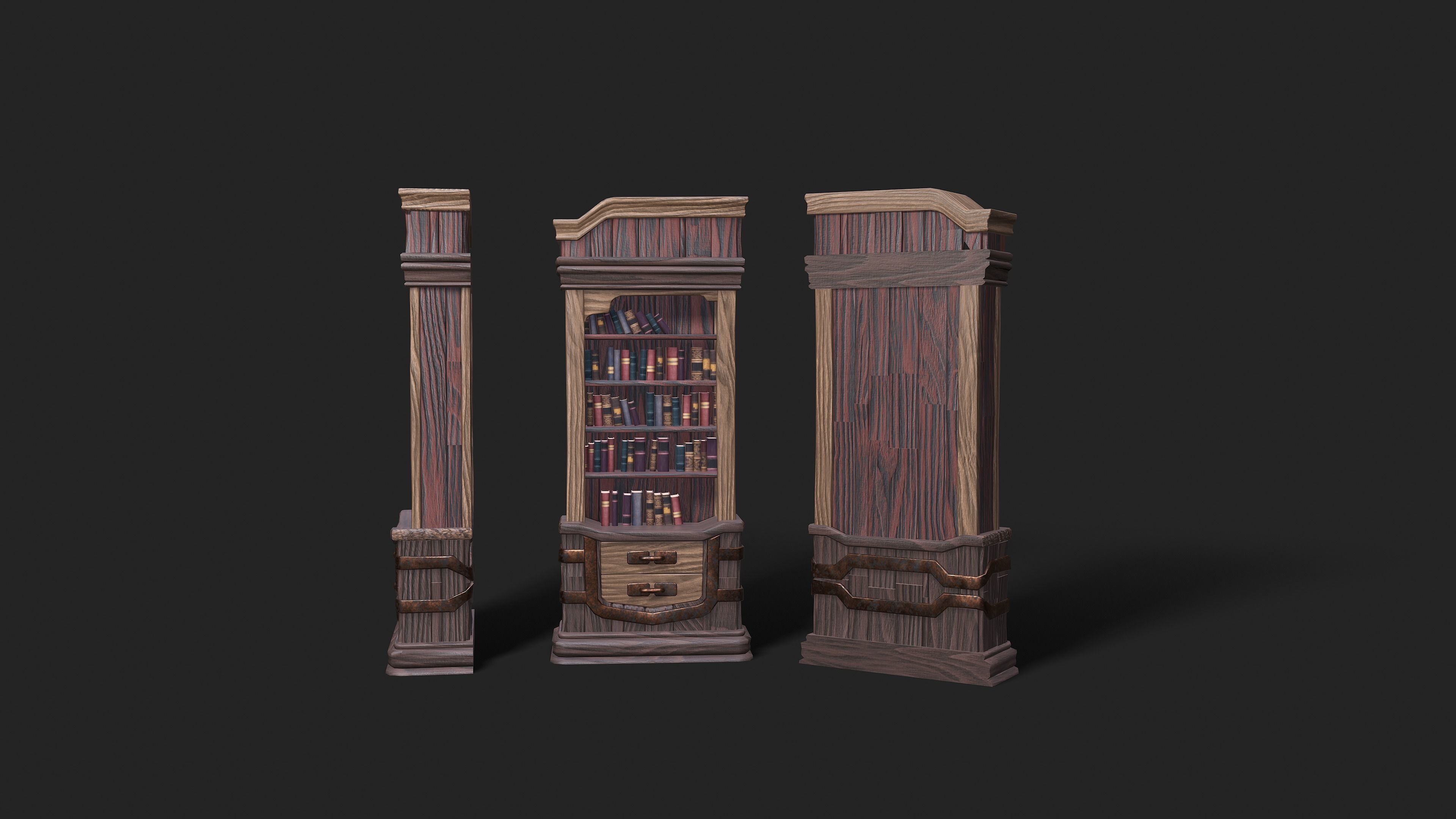 BookShelf  Low-poly 3D model_2