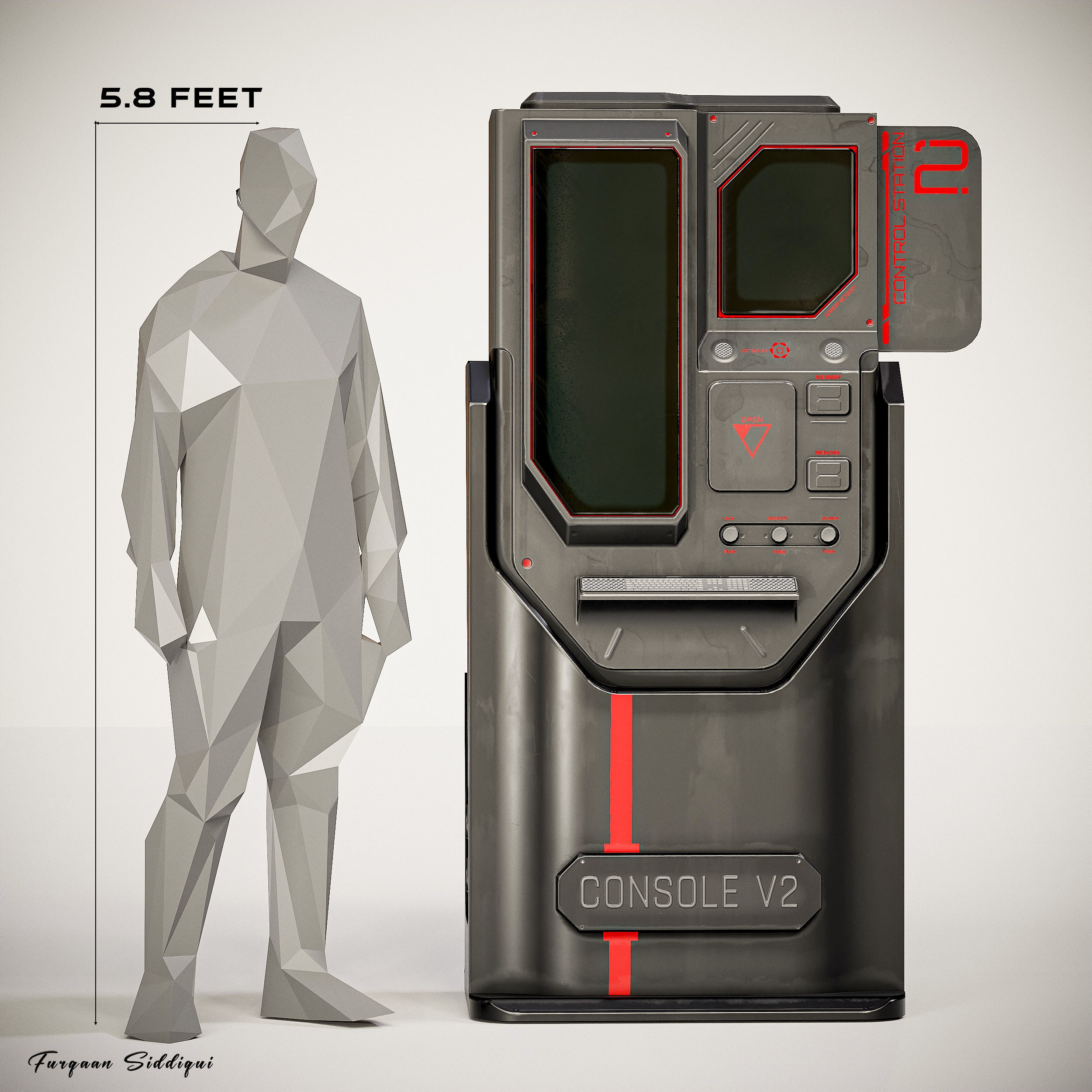 Sci-fi Console V2 PBR Low-poly 3D model_1