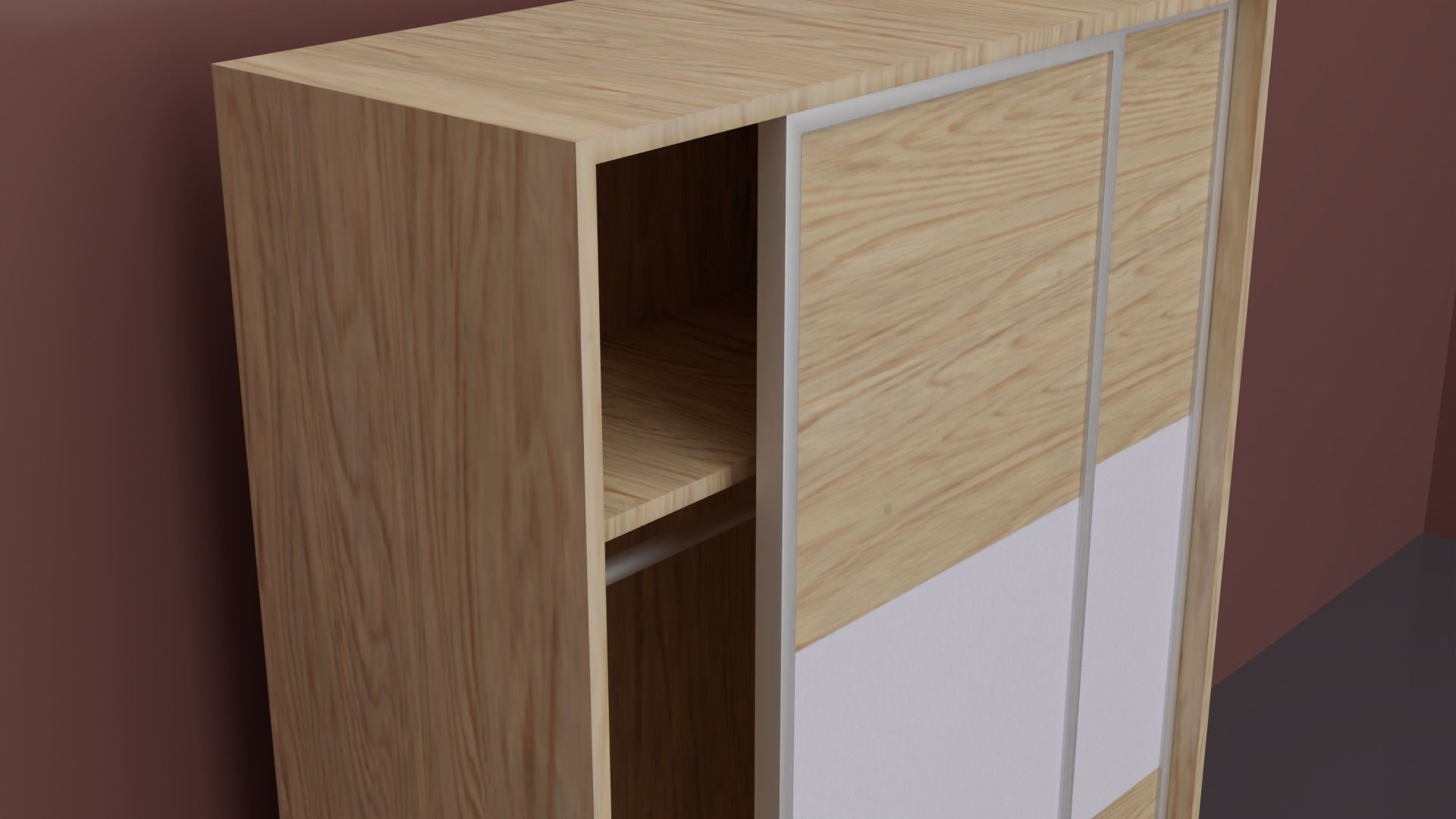 Sliding Wardrobe Low-poly 3D model_5