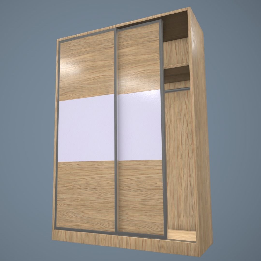 Sliding Wardrobe Low-poly 3D model_3