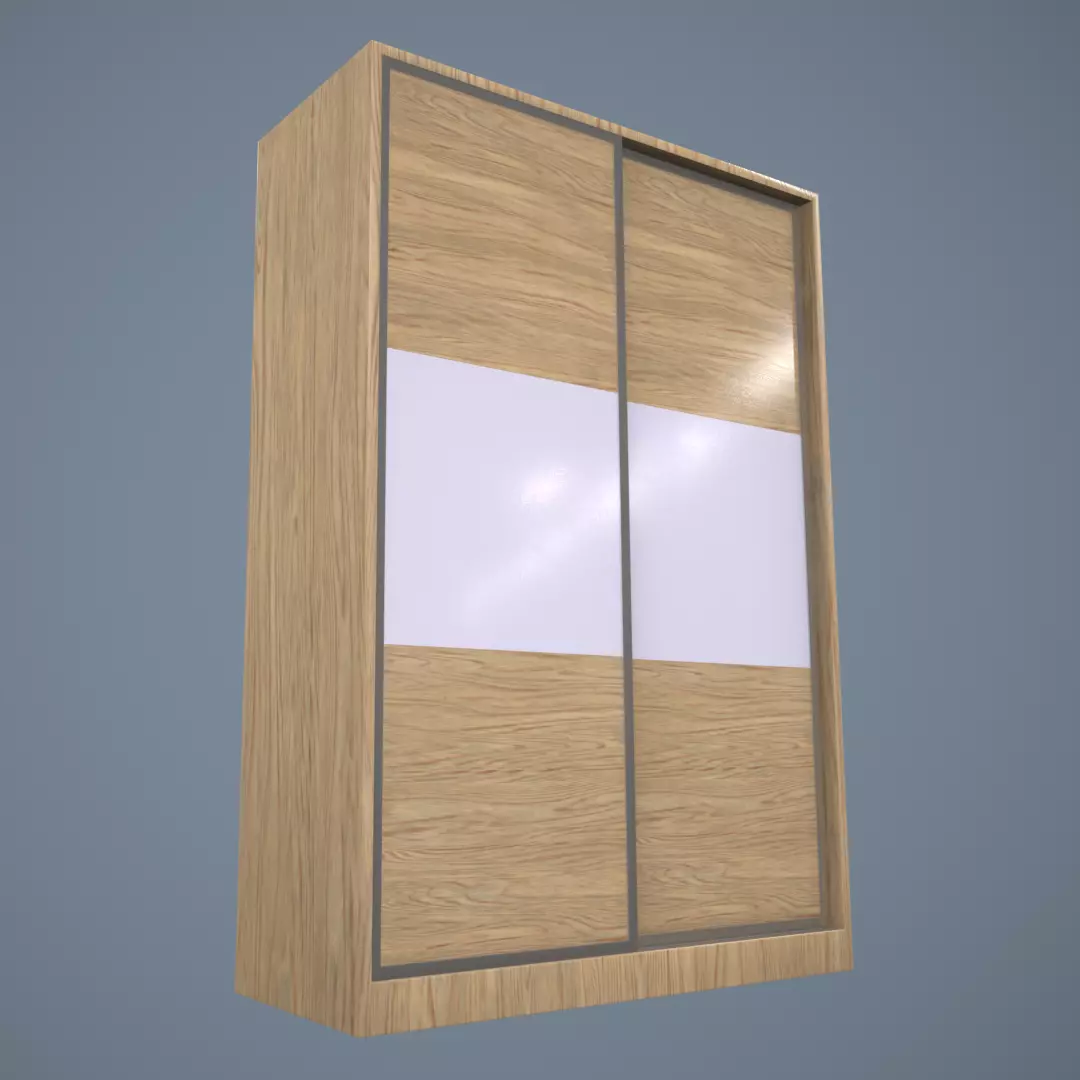 Sliding Wardrobe Low-poly 3D model_0