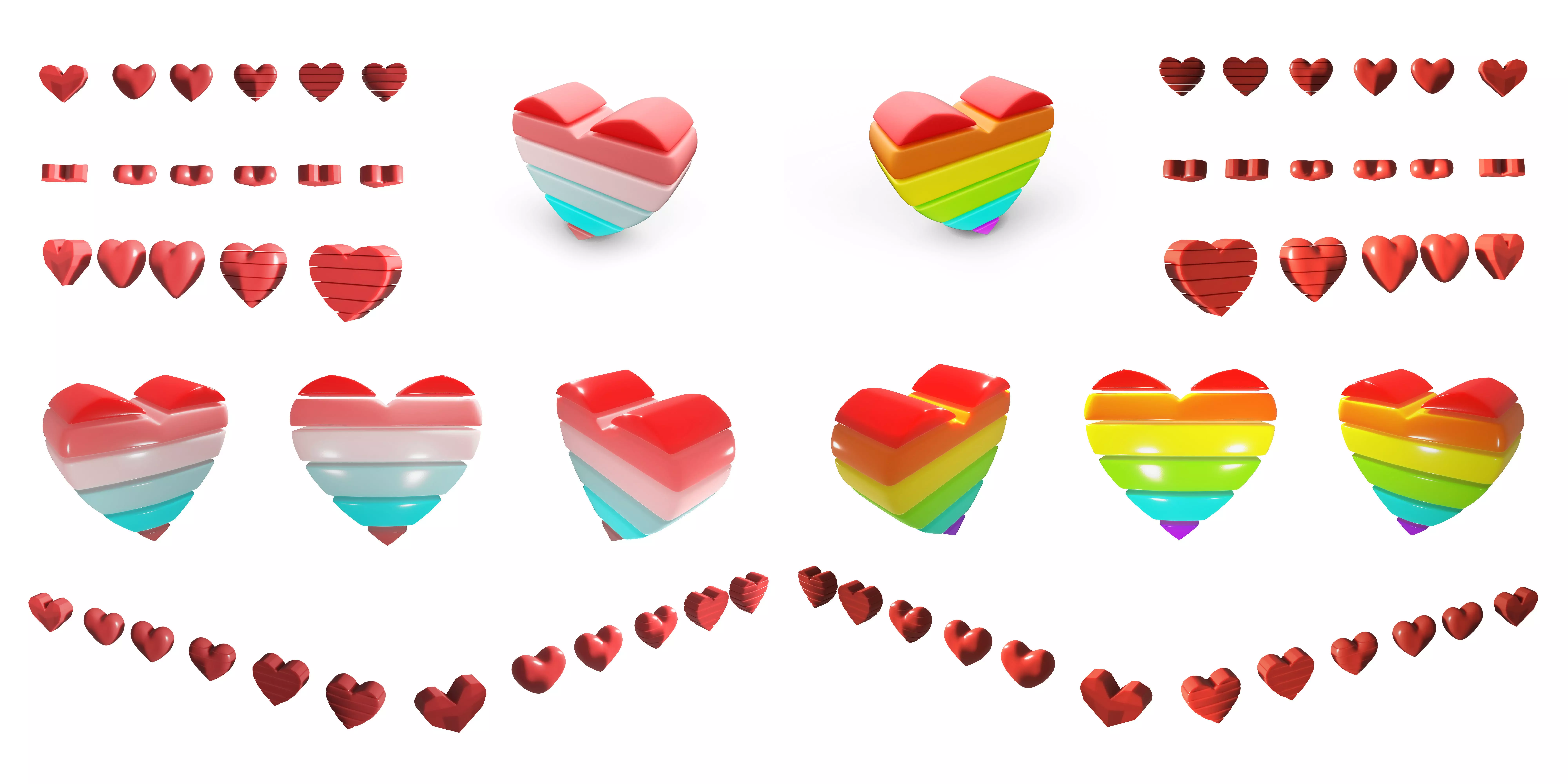 Advanced Heart Symbol set 3D print model