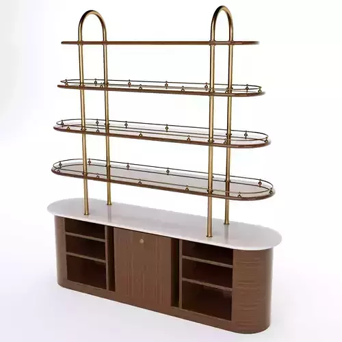 Wooden Servery with Metal Frame