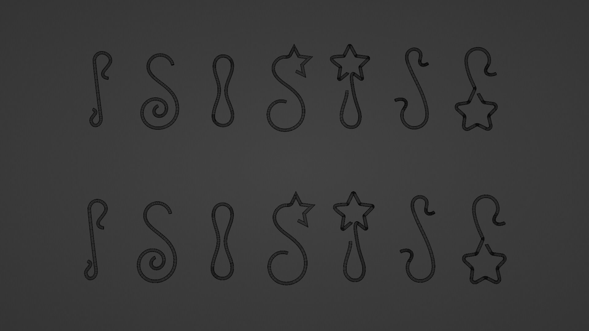 Jewelry and christmas ball hook set 3D mesh and svg 3D print model_6