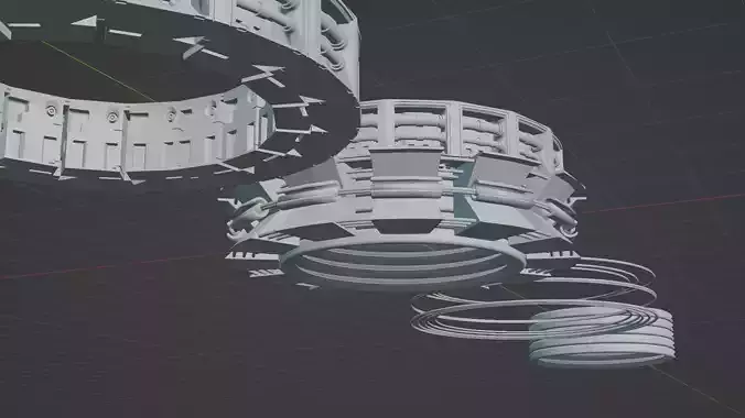 sci-fi mech compontent circular kitbash 3D model 3D print model
