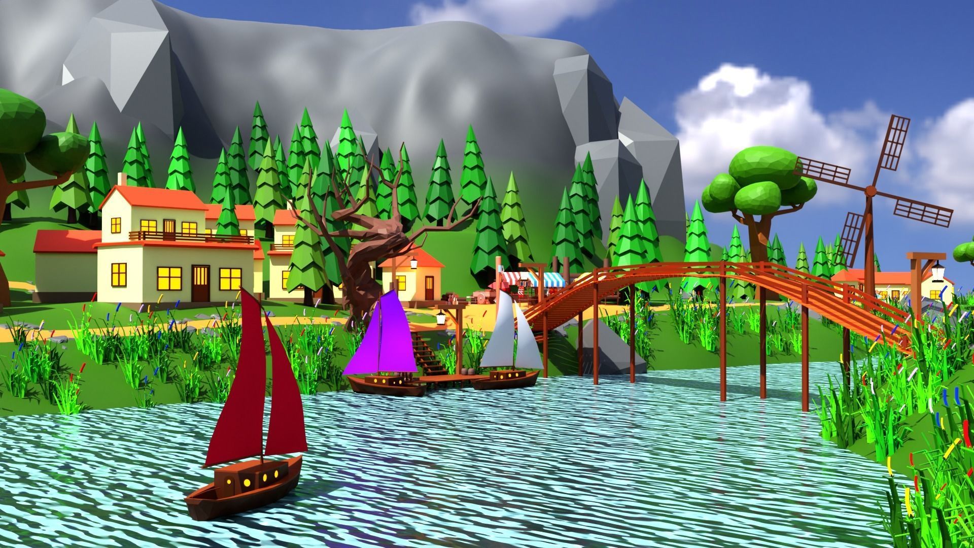 Environment Low-poly 3D model_1