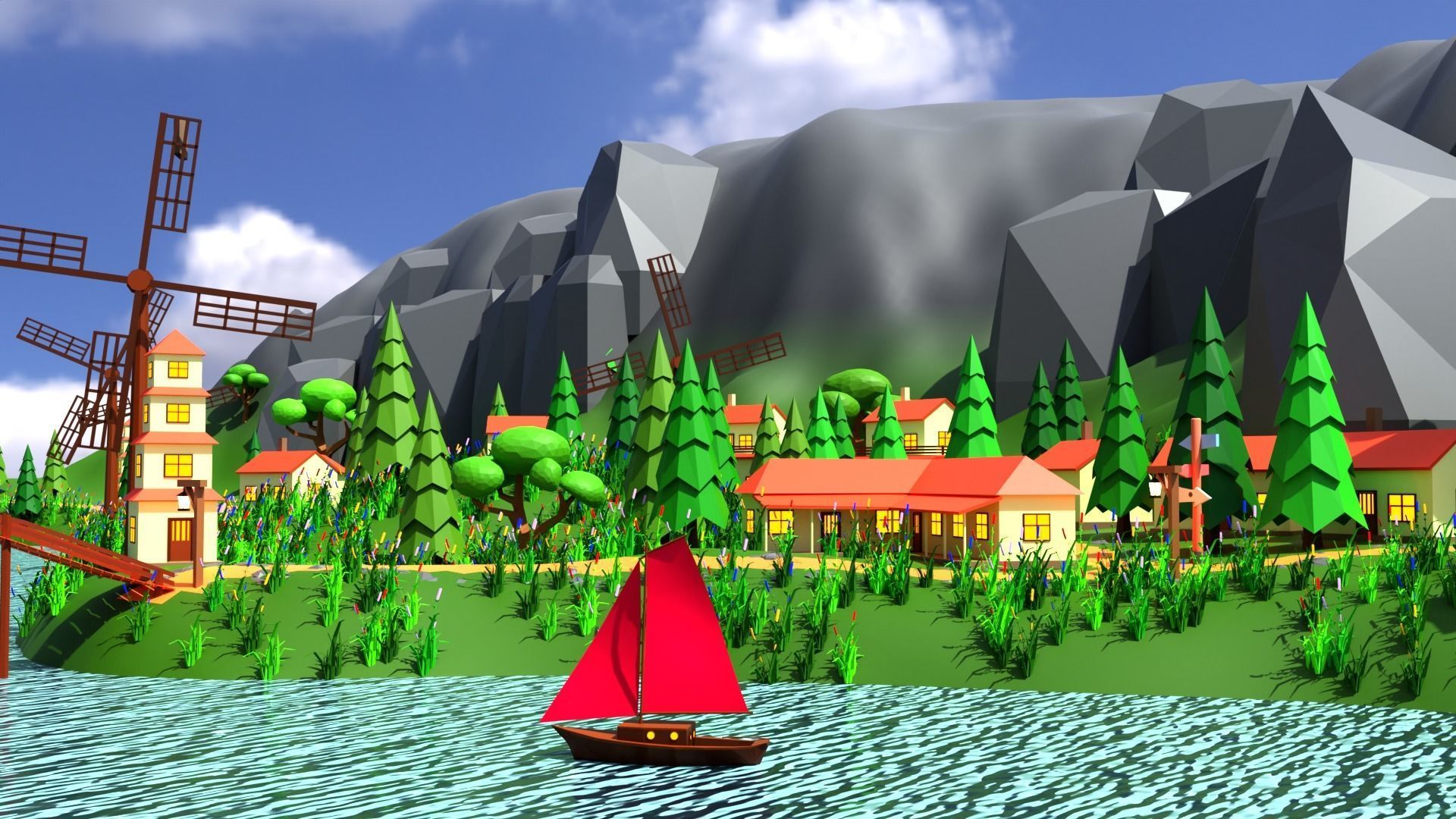 Environment Low-poly 3D model_2