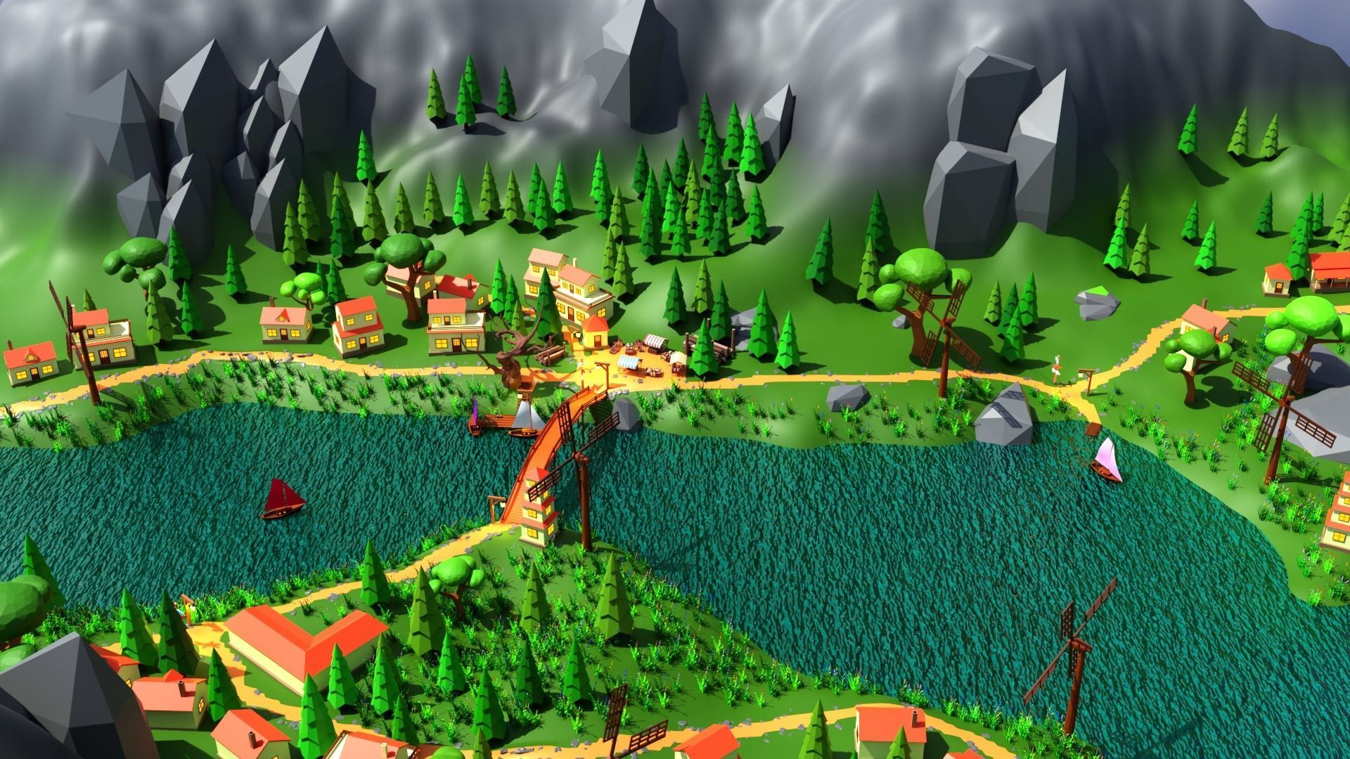 Environment Low-poly 3D model_4