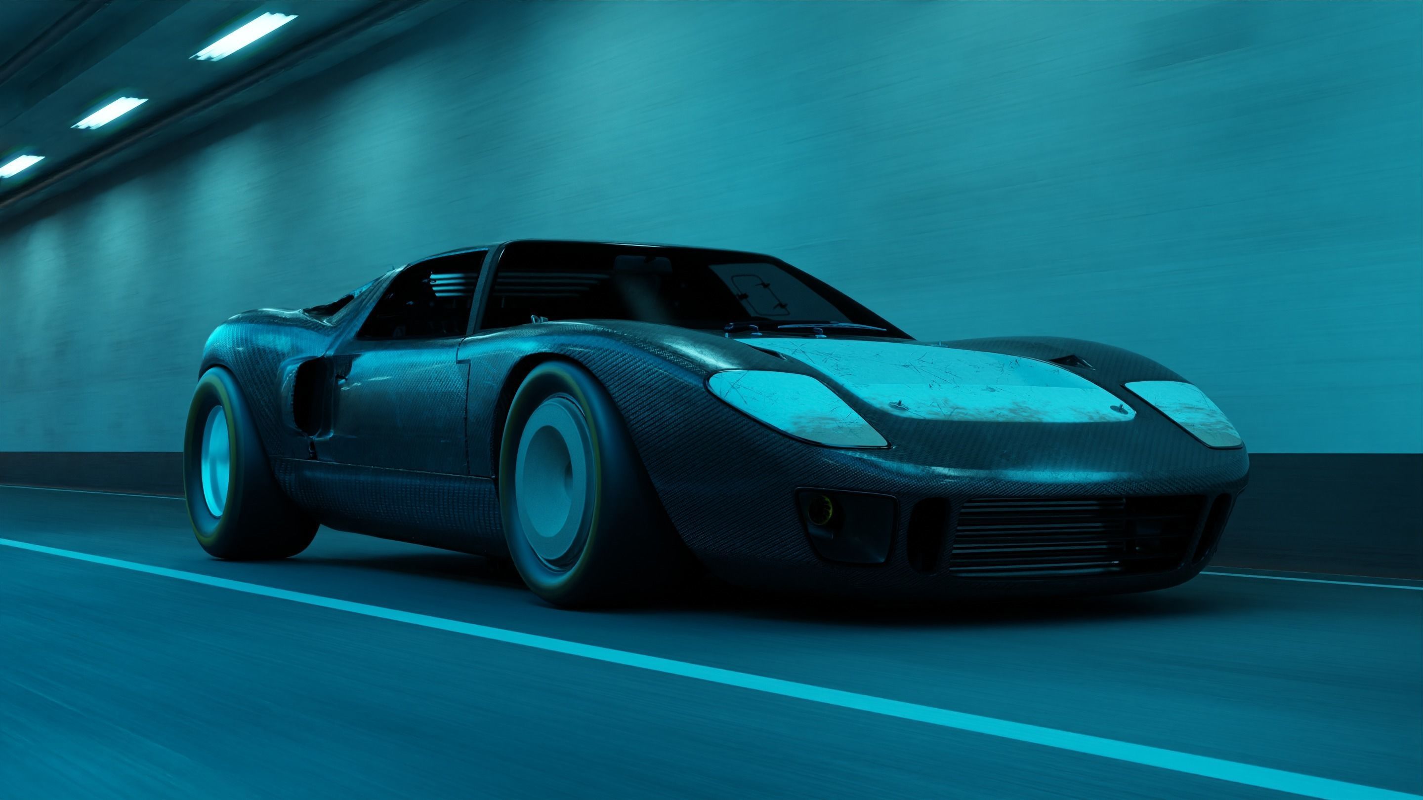 Automotive Tunnel Scene 3D Blender File Textured Day And Night 3D model_2