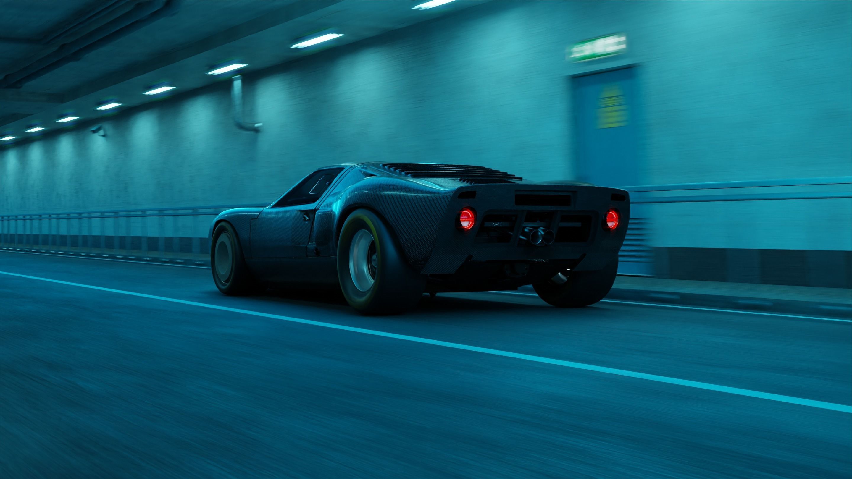 Automotive Tunnel Scene 3D Blender File Textured Day And Night 3D model_10