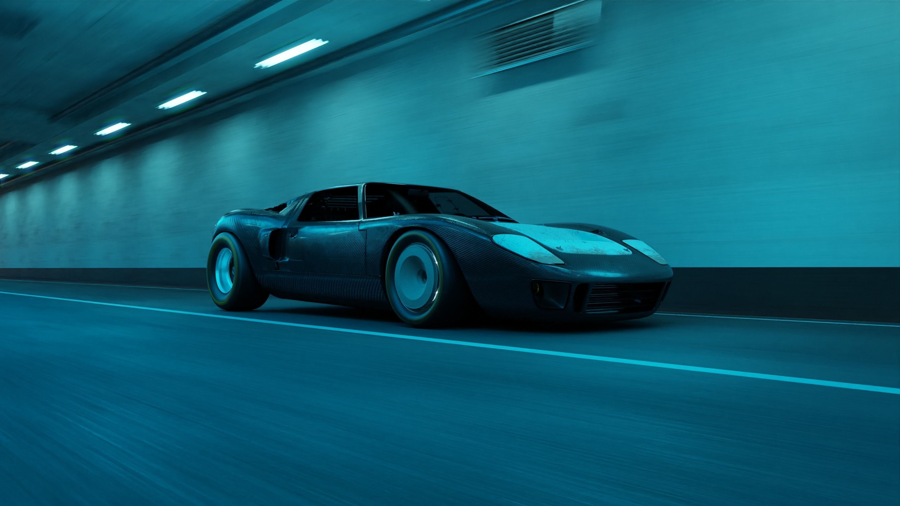 Automotive Tunnel Scene 3D Blender File Textured Day And Night 3D model_1