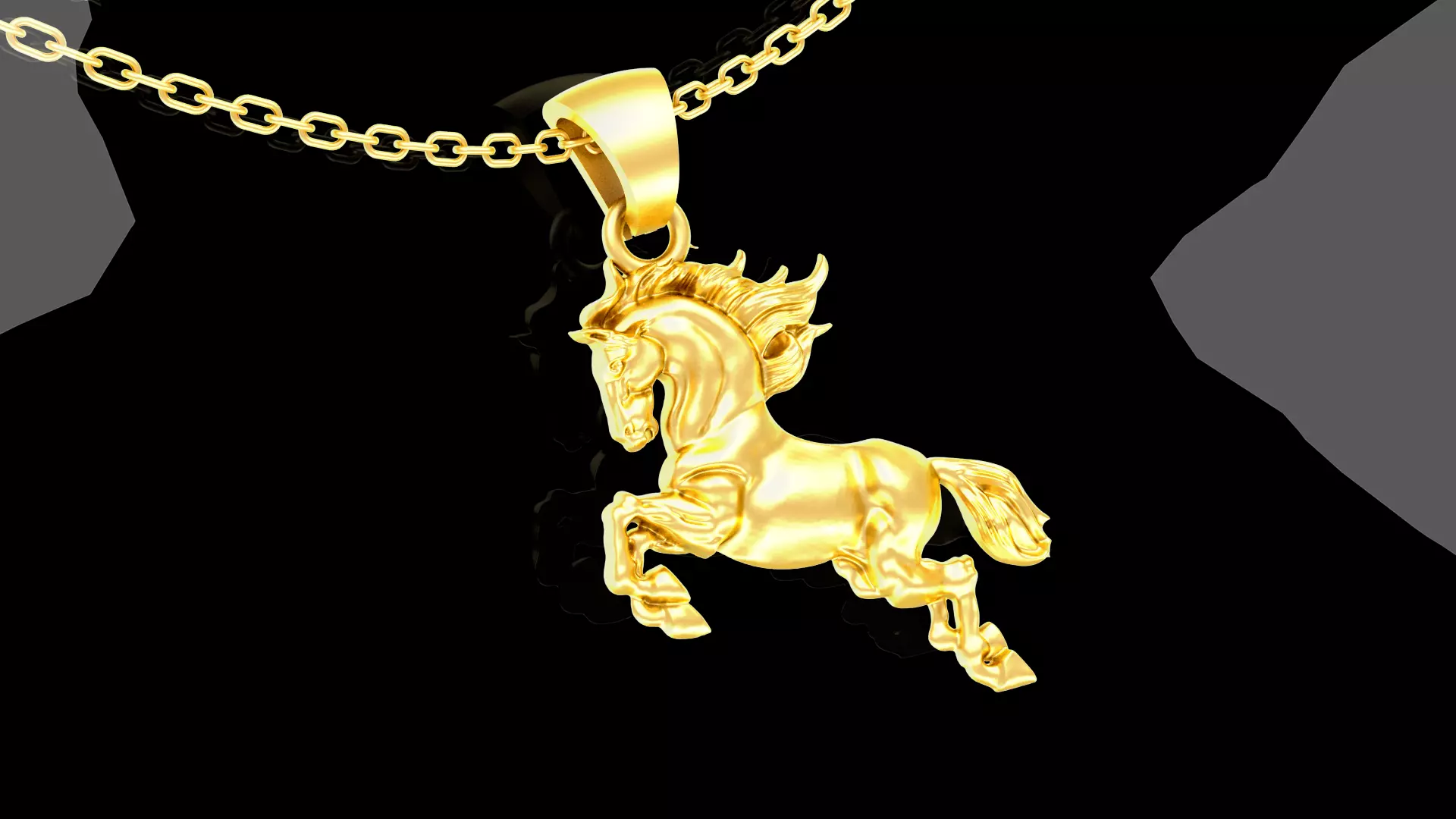 Horse Sculpture pendant jewelry gold 3D print model