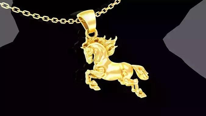 Horse Sculpture pendant jewelry gold