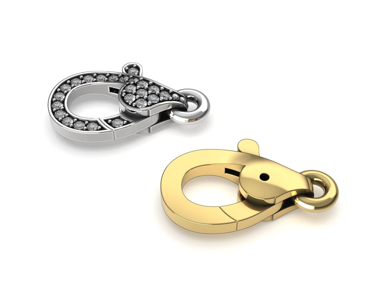 Diamond Lobster Clasp Lock 2 small 3D print model_4
