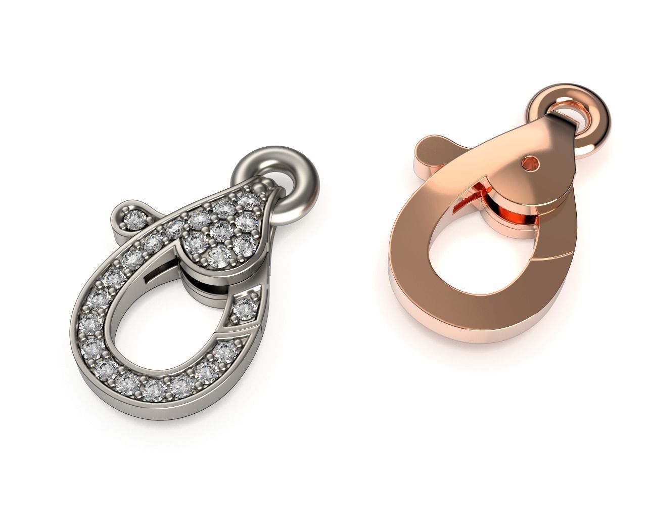 Diamond Lobster Clasp Lock 2 small 3D print model_5