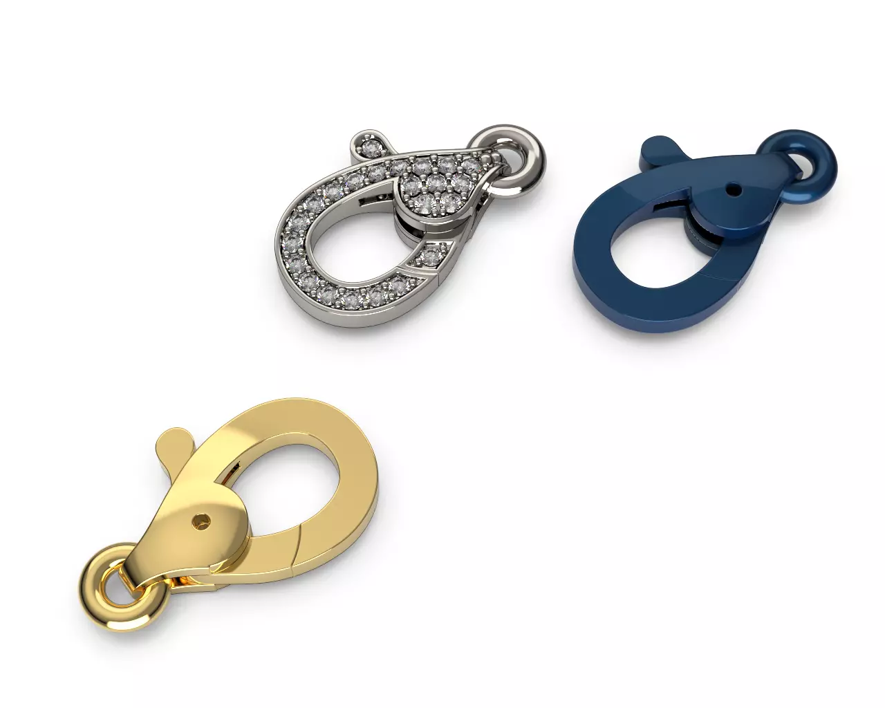 Diamond Lobster Clasp Lock 2 small 3D print model_0