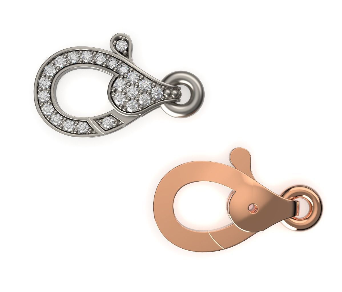 Diamond Lobster Clasp Lock 2 small 3D print model_1