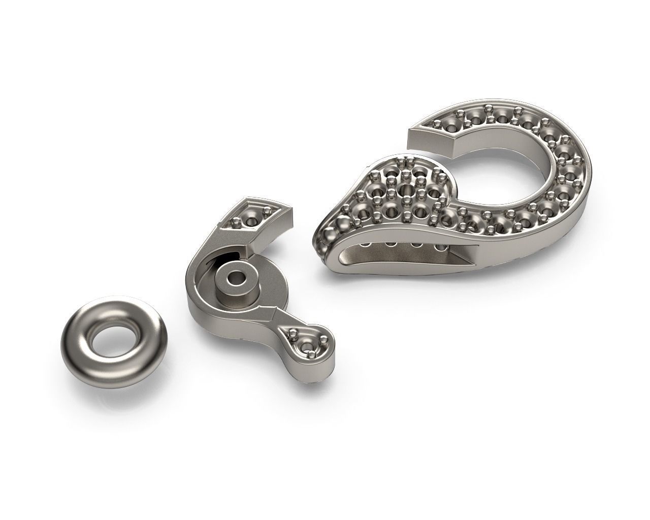 Diamond Lobster Clasp Lock 2 small 3D print model_10