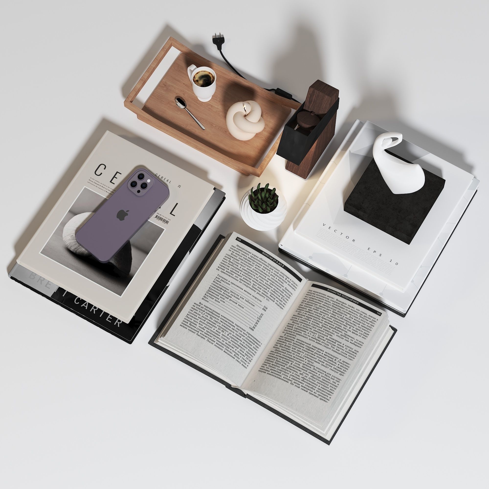 Decorative set zaha 02 Low-poly 3D model_2