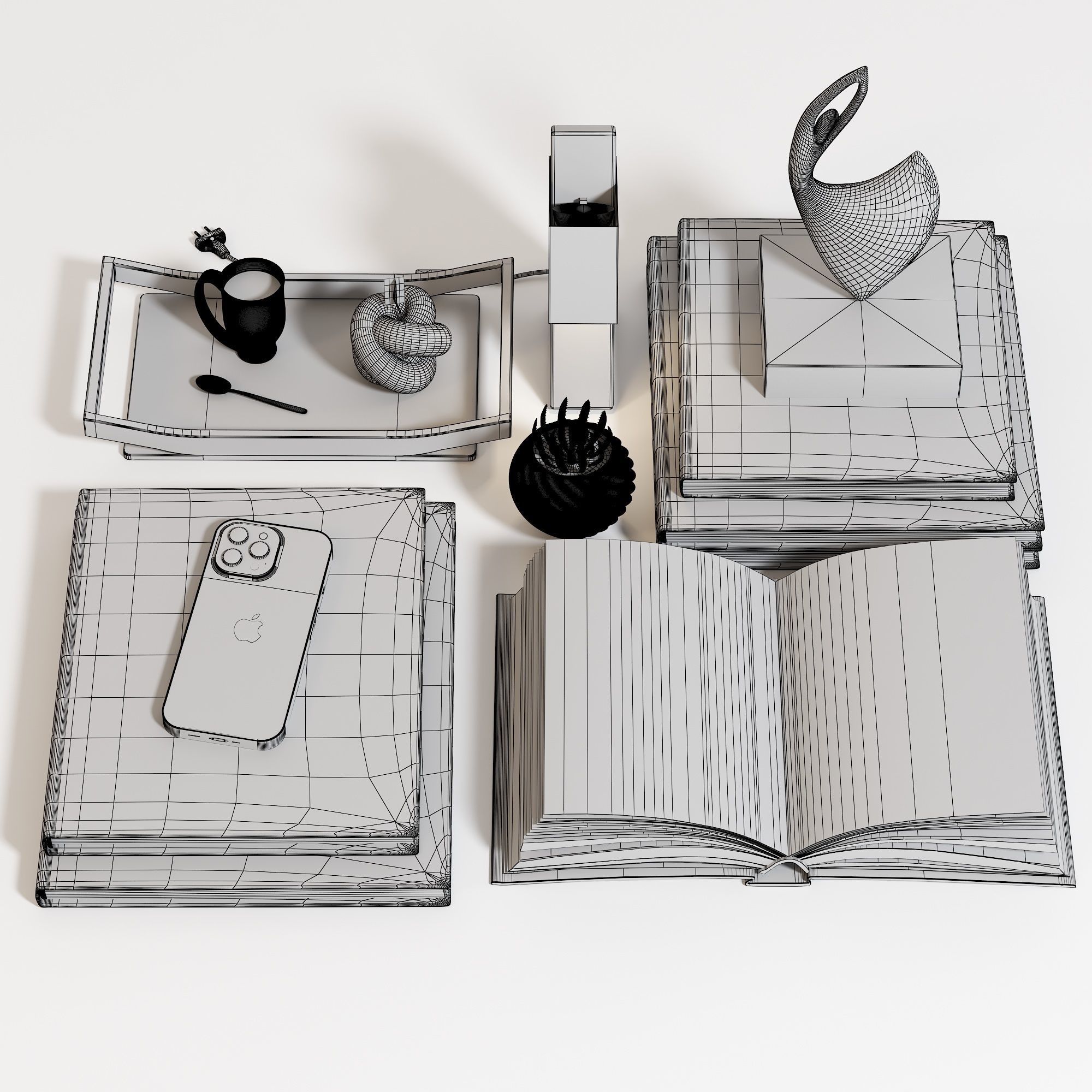 Decorative set zaha 02 Low-poly 3D model_6