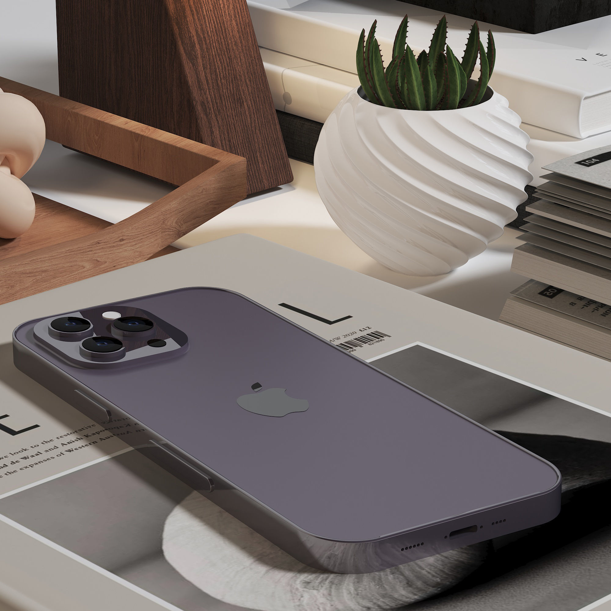 Decorative set zaha 02 Low-poly 3D model_4