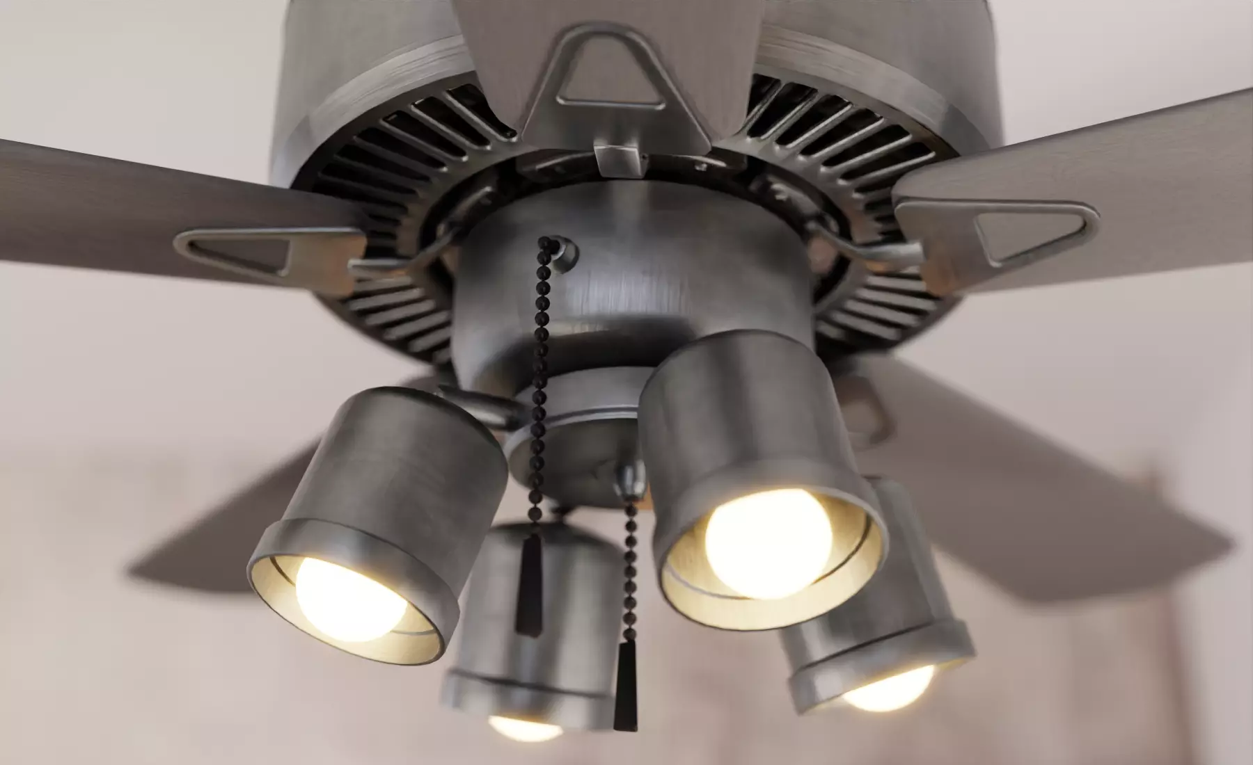 Realistic Ceiling Fan With Adjustable Lights 3D model_0
